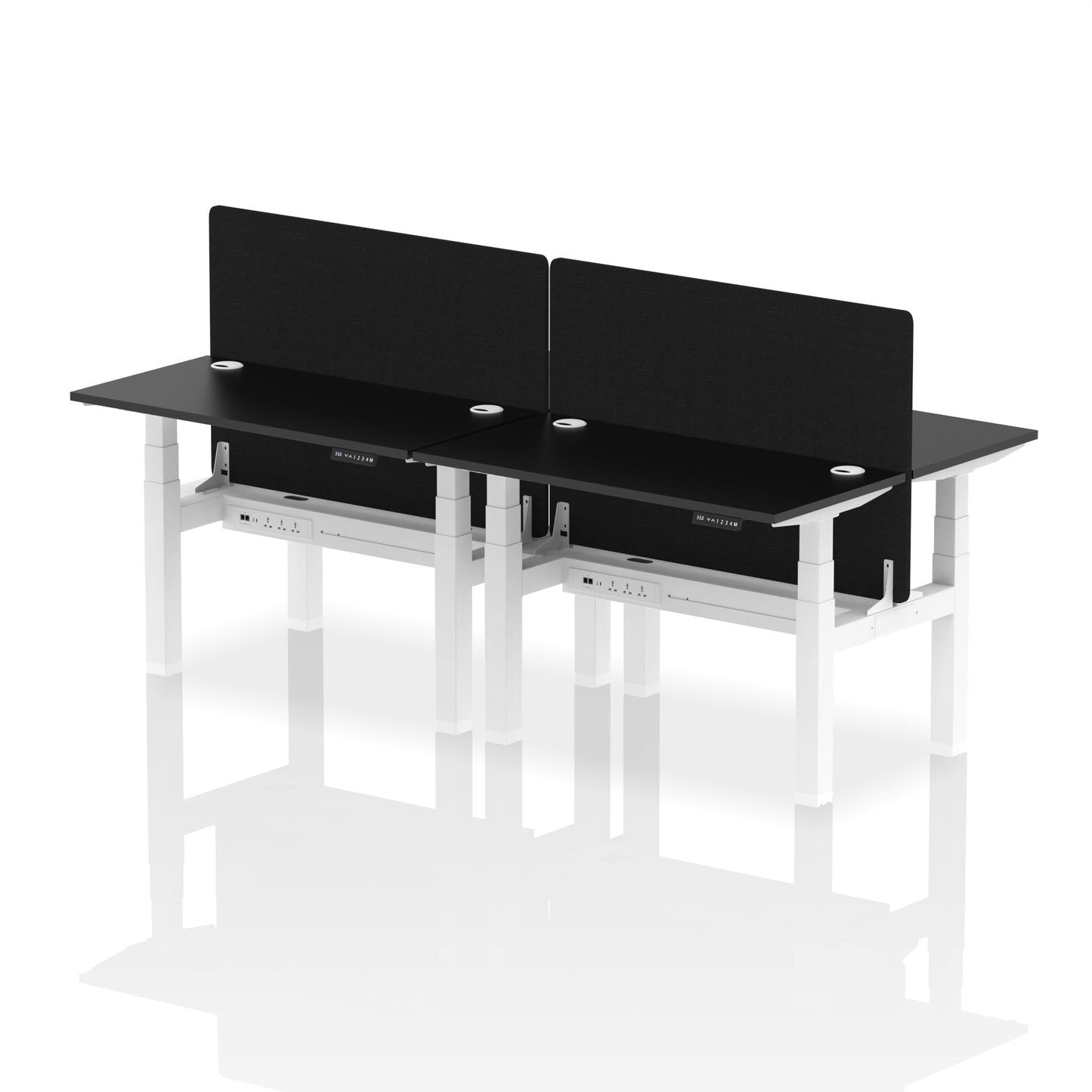 Air Back-to-Back Slimline Height Adjustable Bench Desk - 4 Person with Black Straight Screen - Ergometric