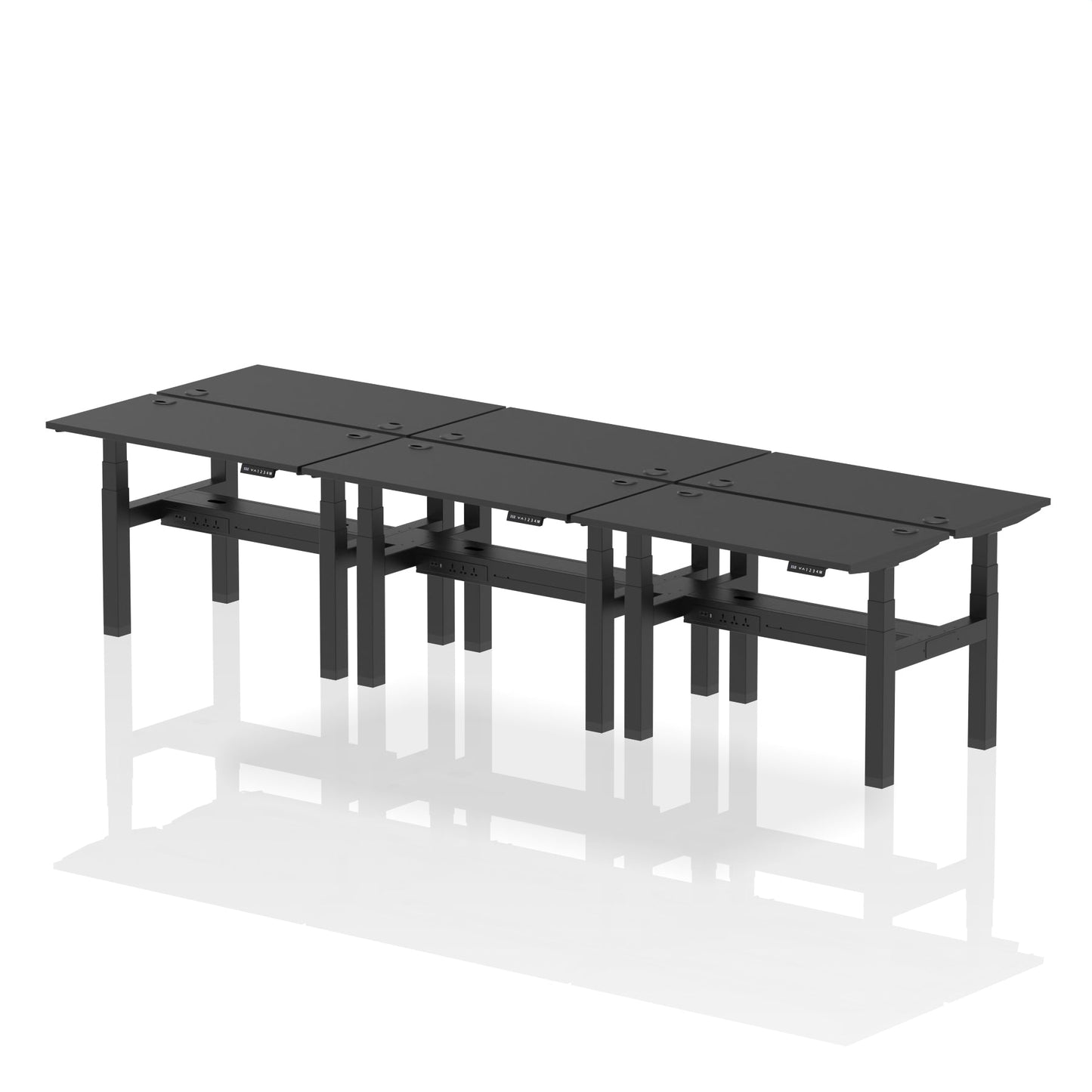 Air Back-to-Back Slimline Height Adjustable Bench Desk - 6 Person - Ergometric