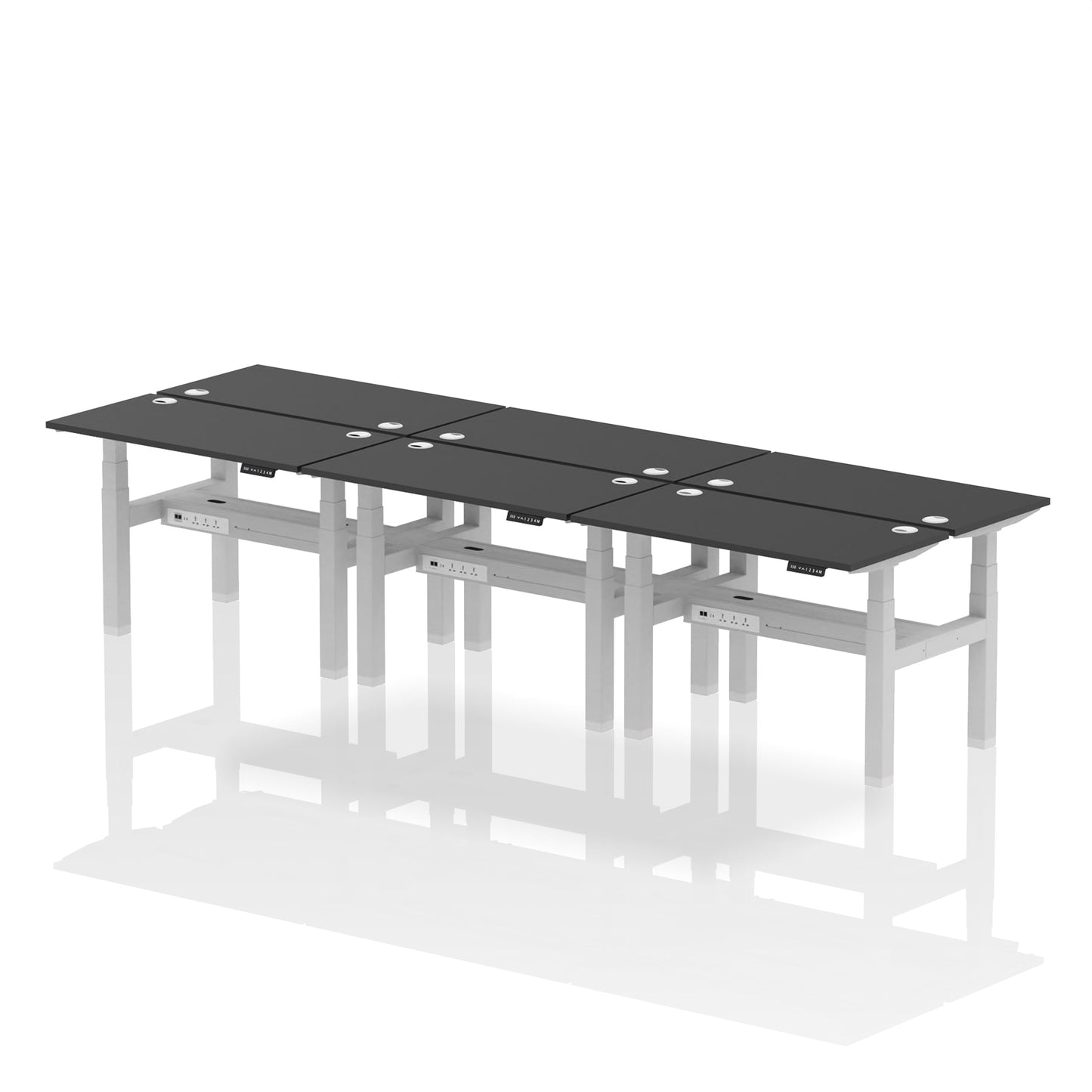 Air Back-to-Back Slimline Height Adjustable Bench Desk - 6 Person - Ergometric