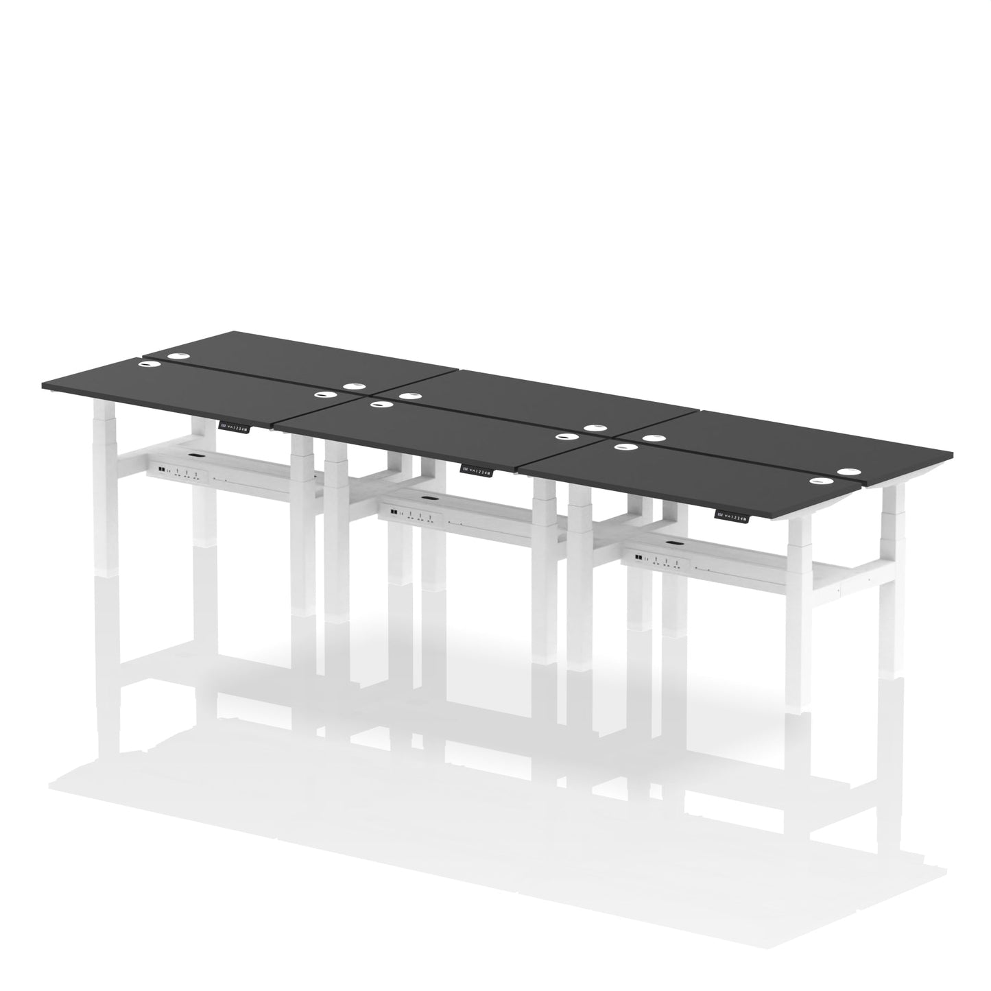 Air Back-to-Back Slimline Height Adjustable Bench Desk - 6 Person - Ergometric