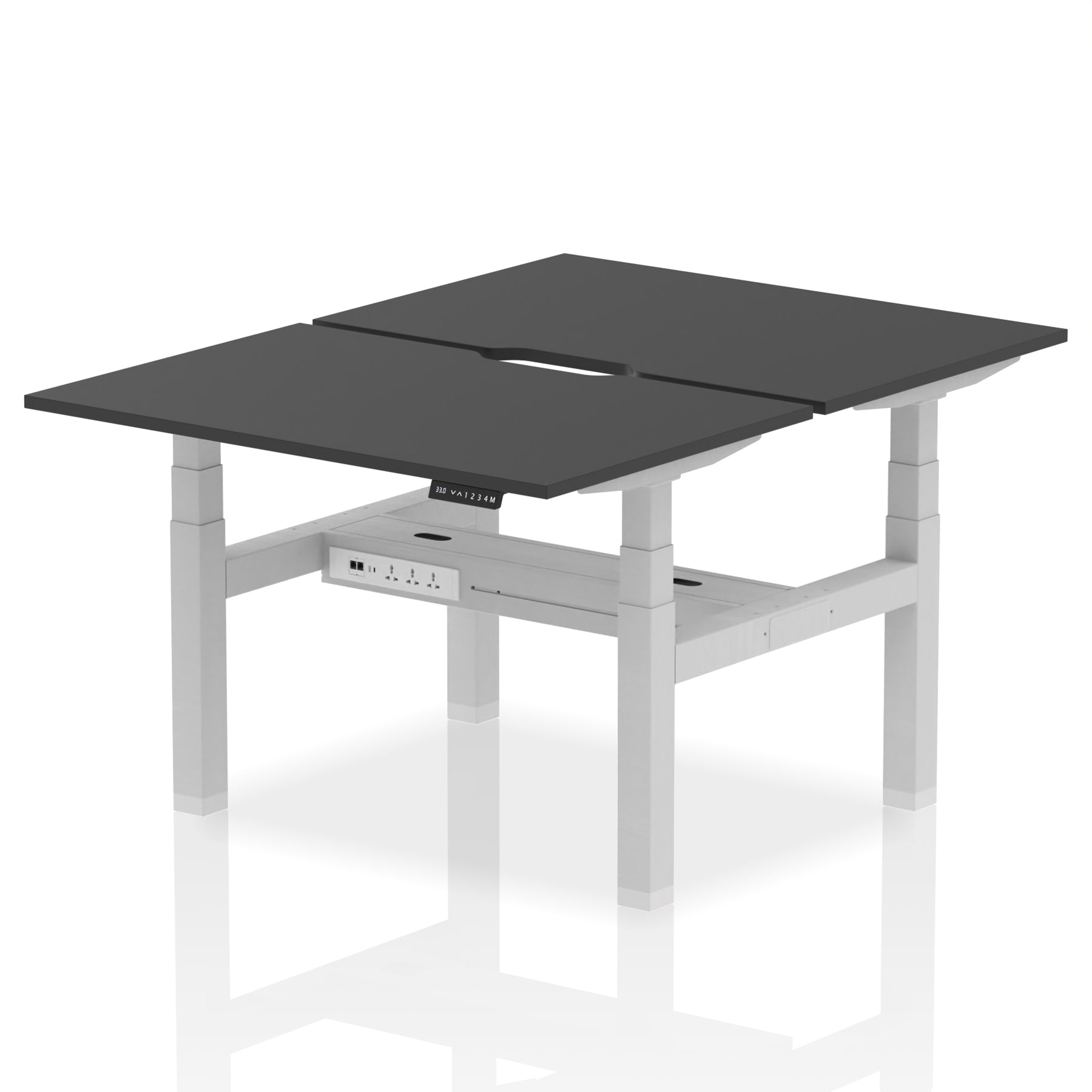 Air Back-to-Back Scalloped Edge Height Adjustable Bench Desk - 2 Person - Ergometric