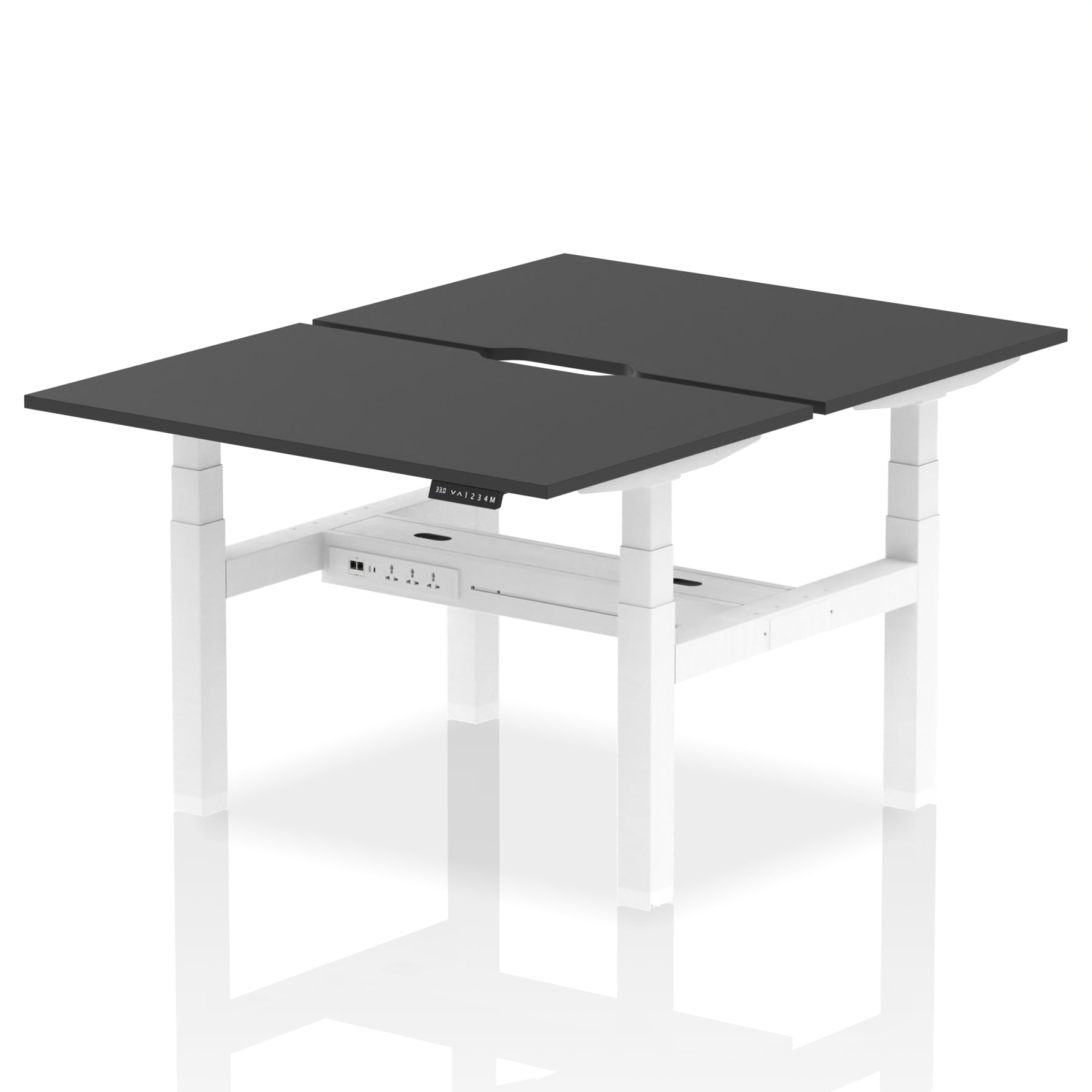 Air Back-to-Back Scalloped Edge Height Adjustable Bench Desk - 2 Person - Ergometric