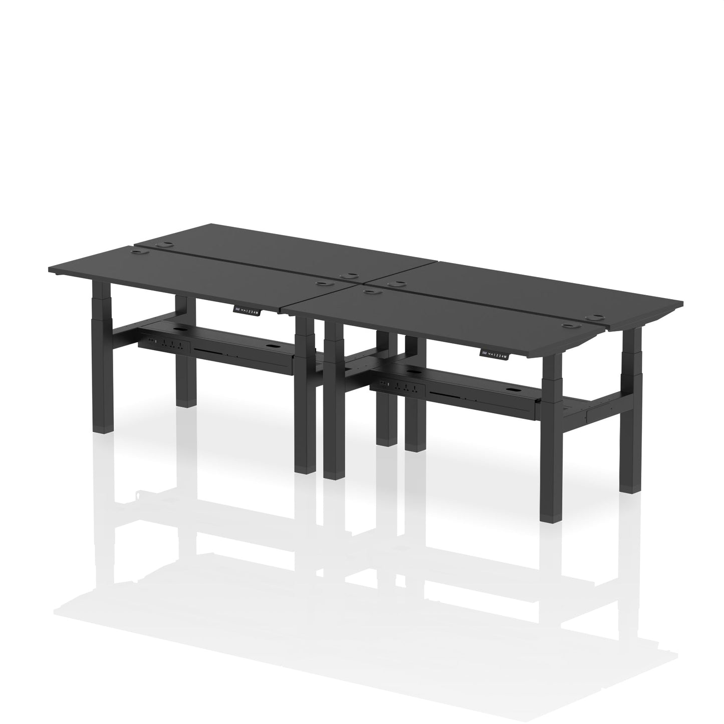 Air Back-to-Back Slimline Height Adjustable Bench Desk - 4 Person - Ergometric