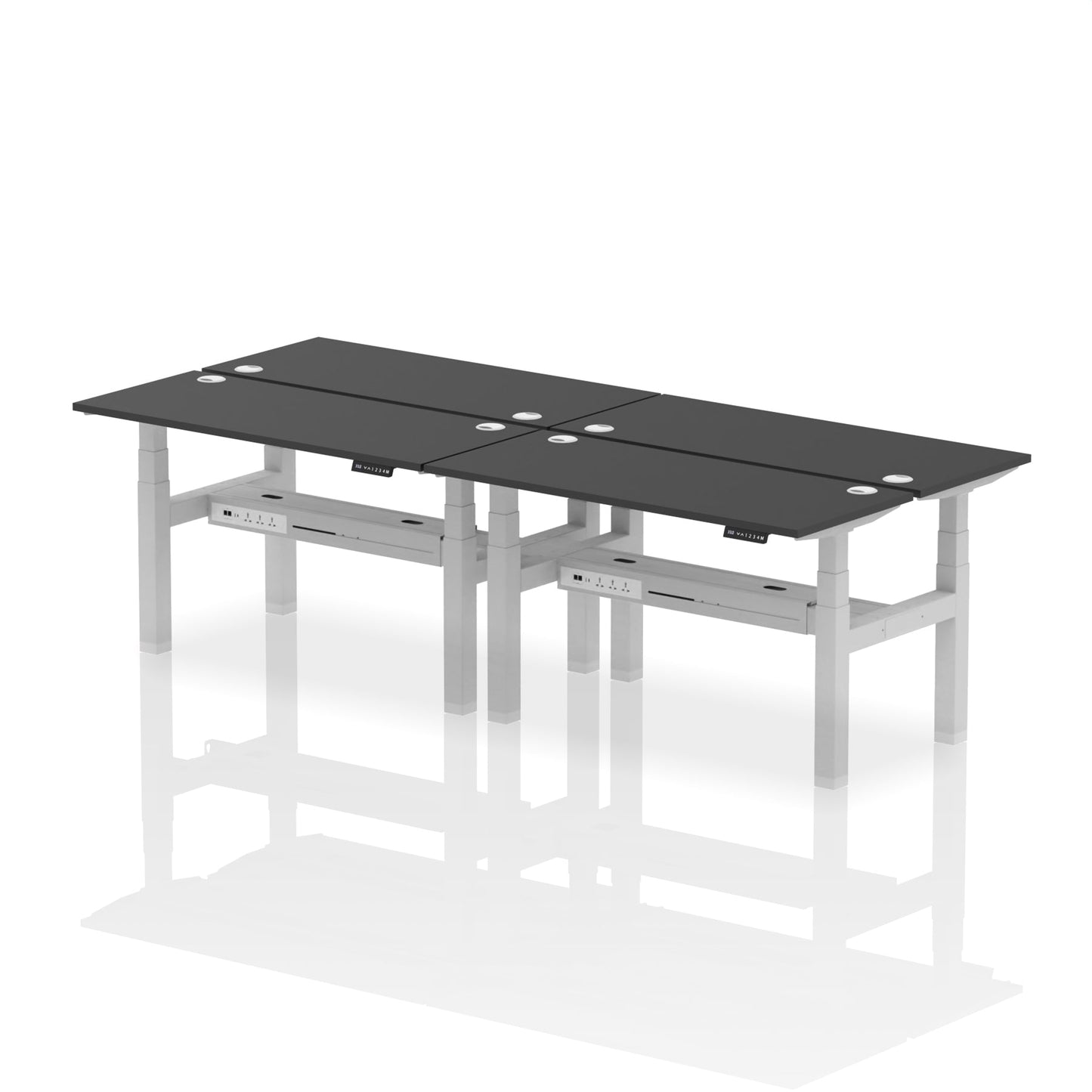 Air Back-to-Back Slimline Height Adjustable Bench Desk - 4 Person - Ergometric