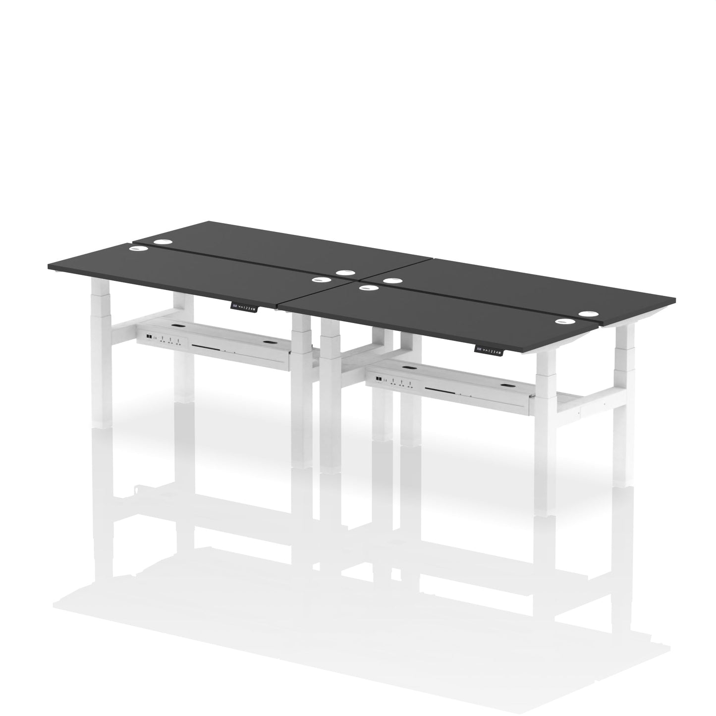Air Back-to-Back Slimline Height Adjustable Bench Desk - 4 Person - Ergometric