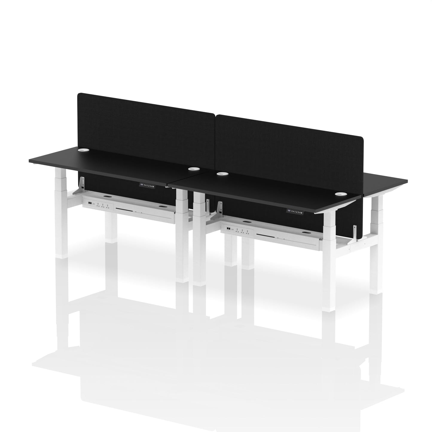 Air Back-to-Back Slimline Height Adjustable Bench Desk - 4 Person with Black Straight Screen - Ergometric