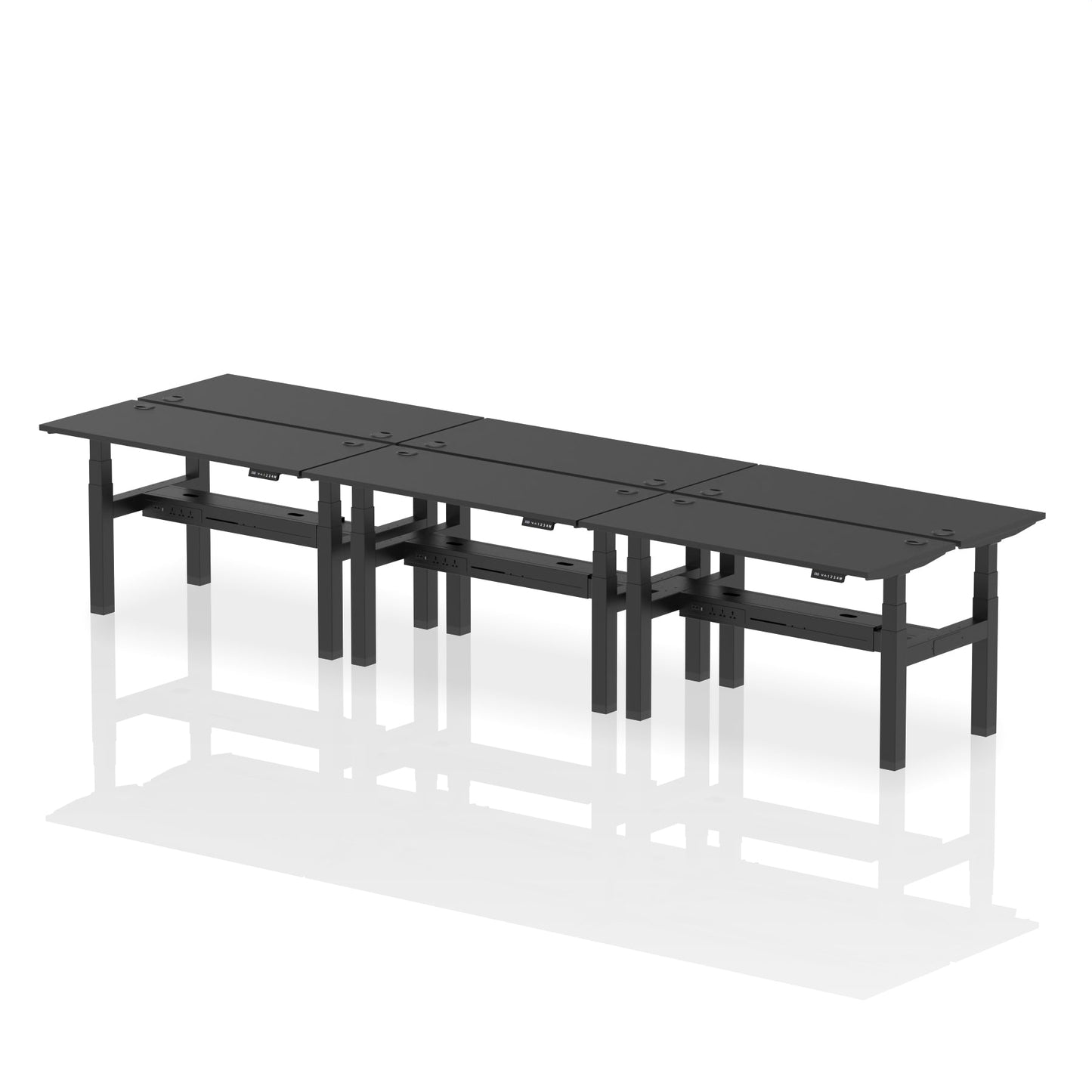 Air Back-to-Back Slimline Height Adjustable Bench Desk - 6 Person - Ergometric