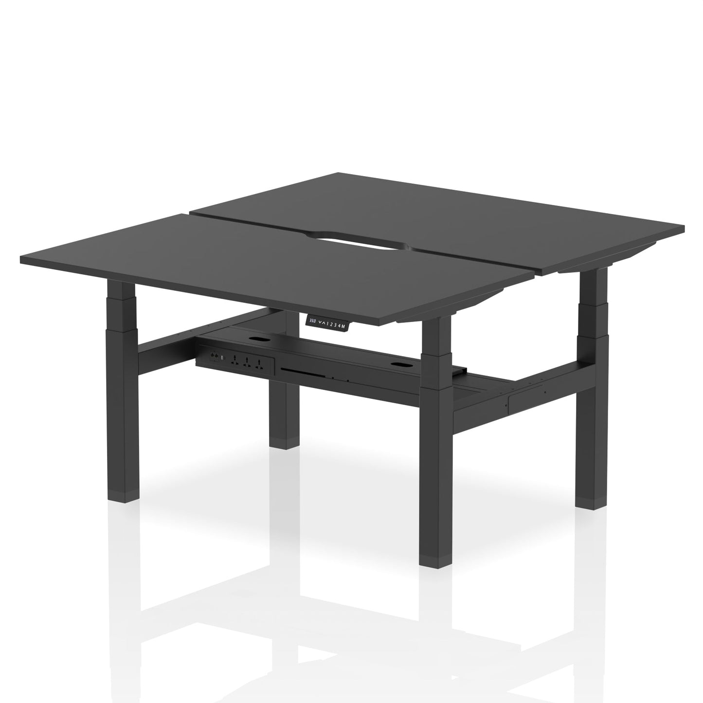 Air Back-to-Back Scalloped Edge Height Adjustable Bench Desk - 2 Person - Ergometric