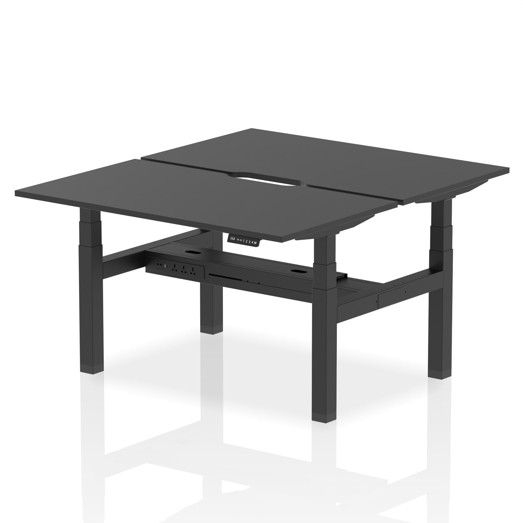 Air Back-to-Back Scalloped Edge Height Adjustable Bench Desk - 2 Person - Ergometric