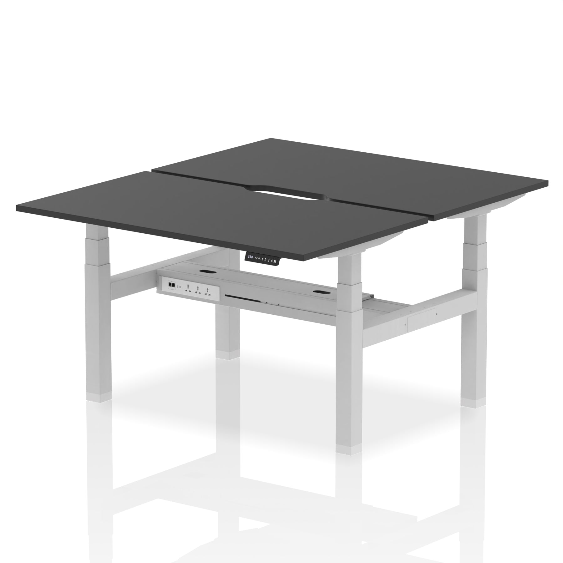 Air Back-to-Back Scalloped Edge Height Adjustable Bench Desk - 2 Person - Ergometric