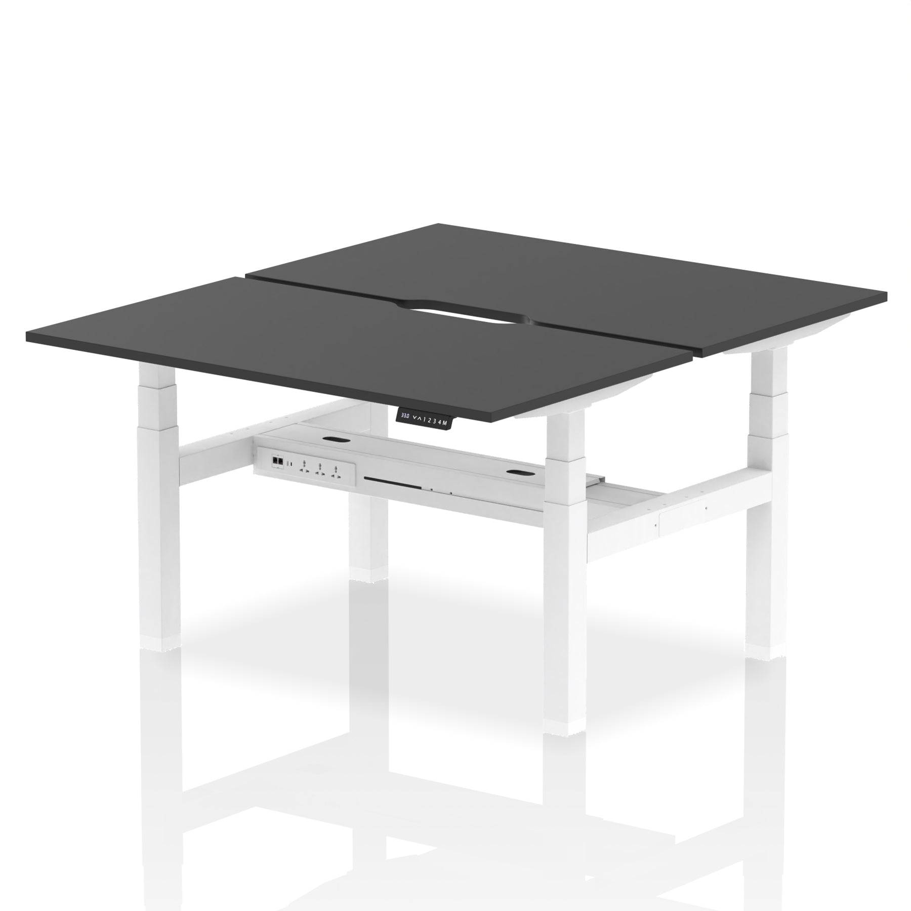 Air Back-to-Back Scalloped Edge Height Adjustable Bench Desk - 2 Person - Ergometric