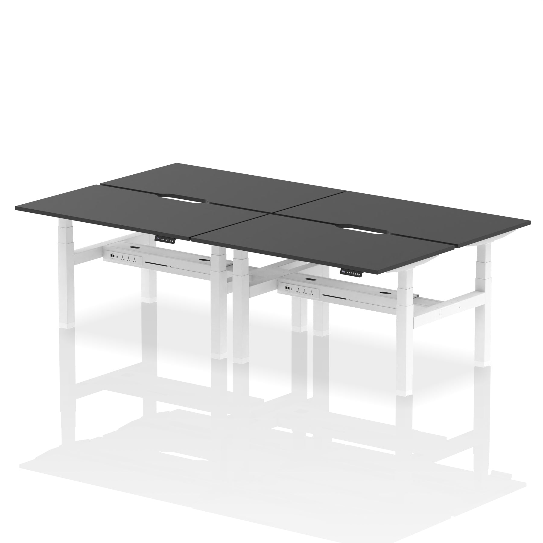 Air Back-to-Back Scalloped Edge Height Adjustable Bench Desk - 4 Person - Ergometric