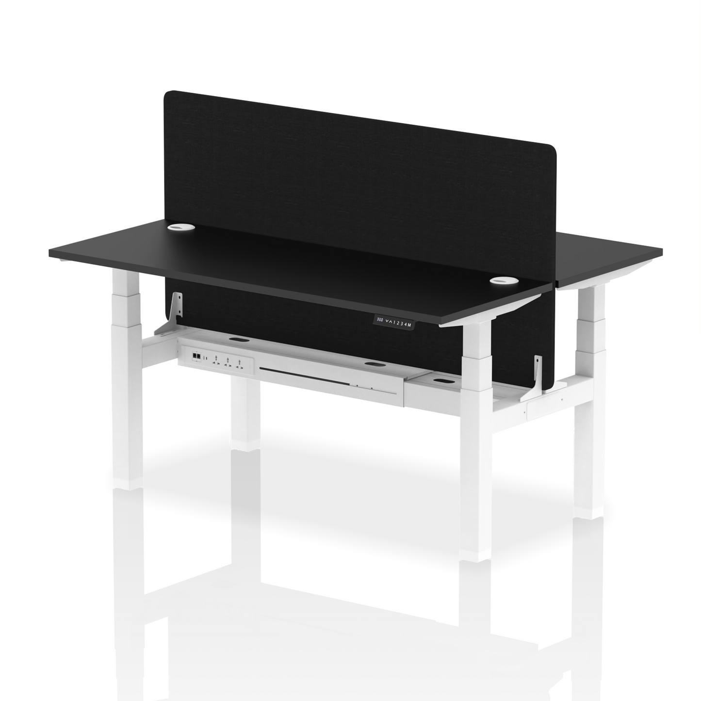 Air Back-to-Back Slimline Height Adjustable Bench Desk - 2 Person with Black Straight Screen - Ergometric