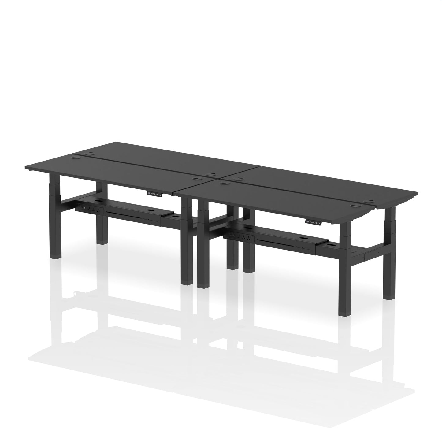 Air Back-to-Back Slimline Height Adjustable Bench Desk - 4 Person - Ergometric