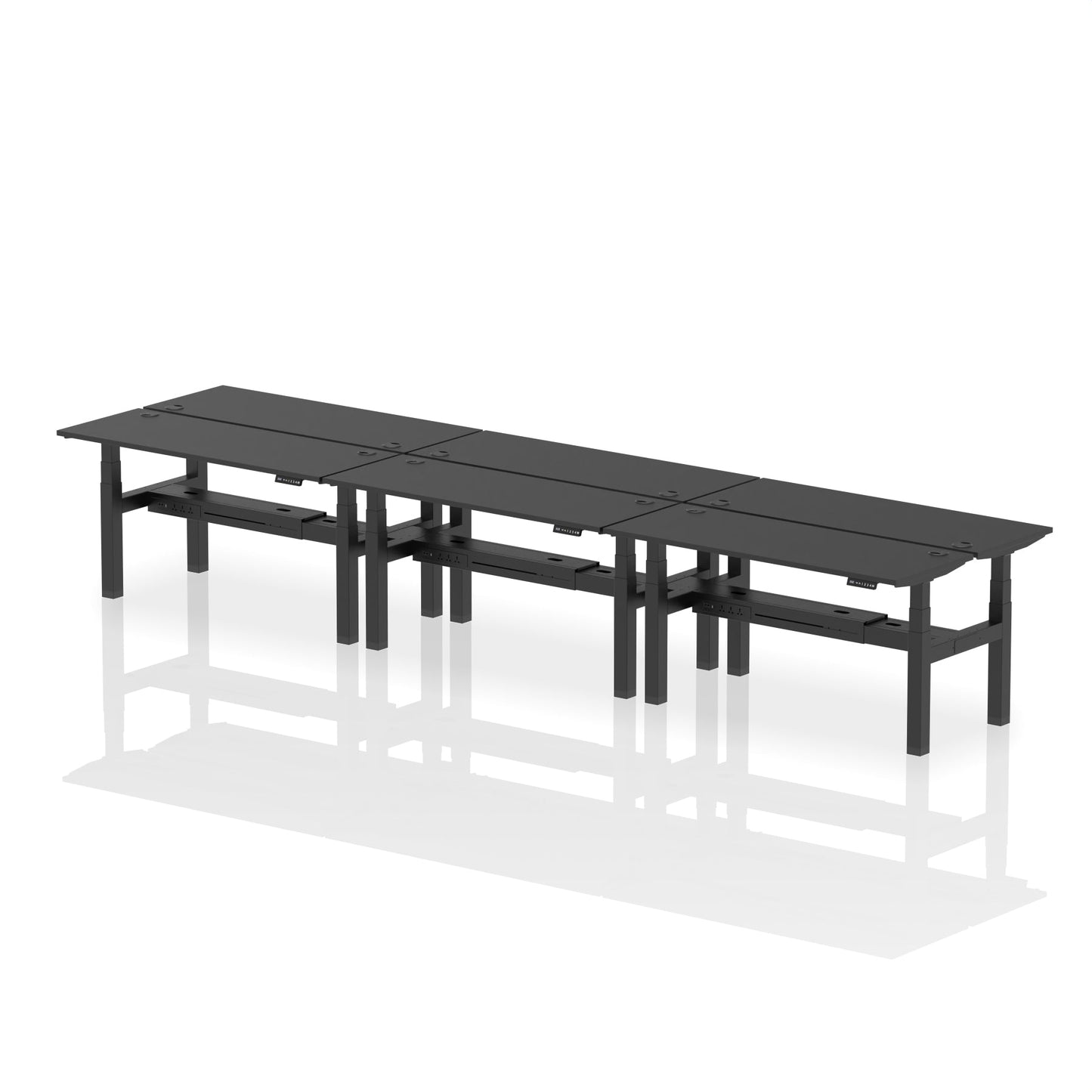 Air Back-to-Back Slimline Height Adjustable Bench Desk - 6 Person - Ergometric