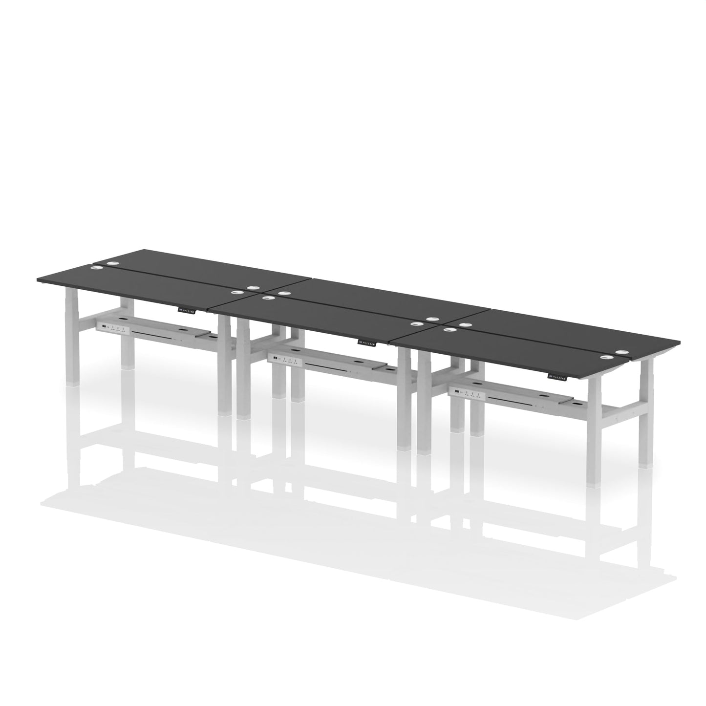 Air Back-to-Back Slimline Height Adjustable Bench Desk - 6 Person - Ergometric