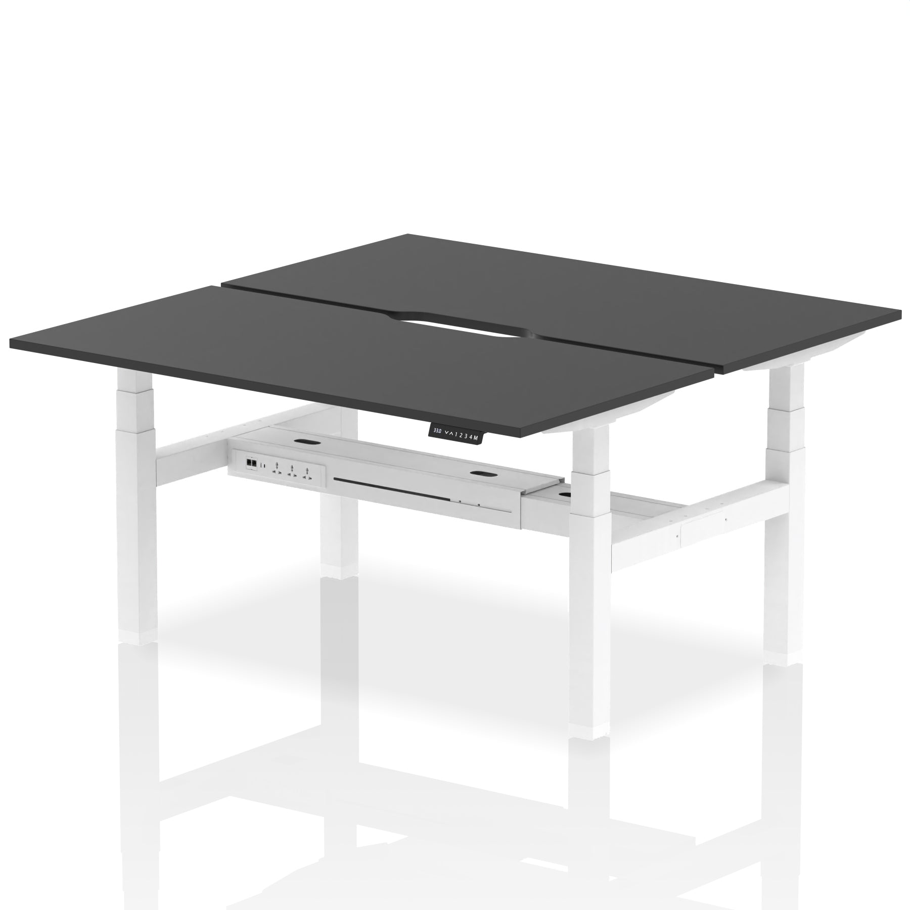 Air Back-to-Back Scalloped Edge Height Adjustable Bench Desk - 2 Person - Ergometric
