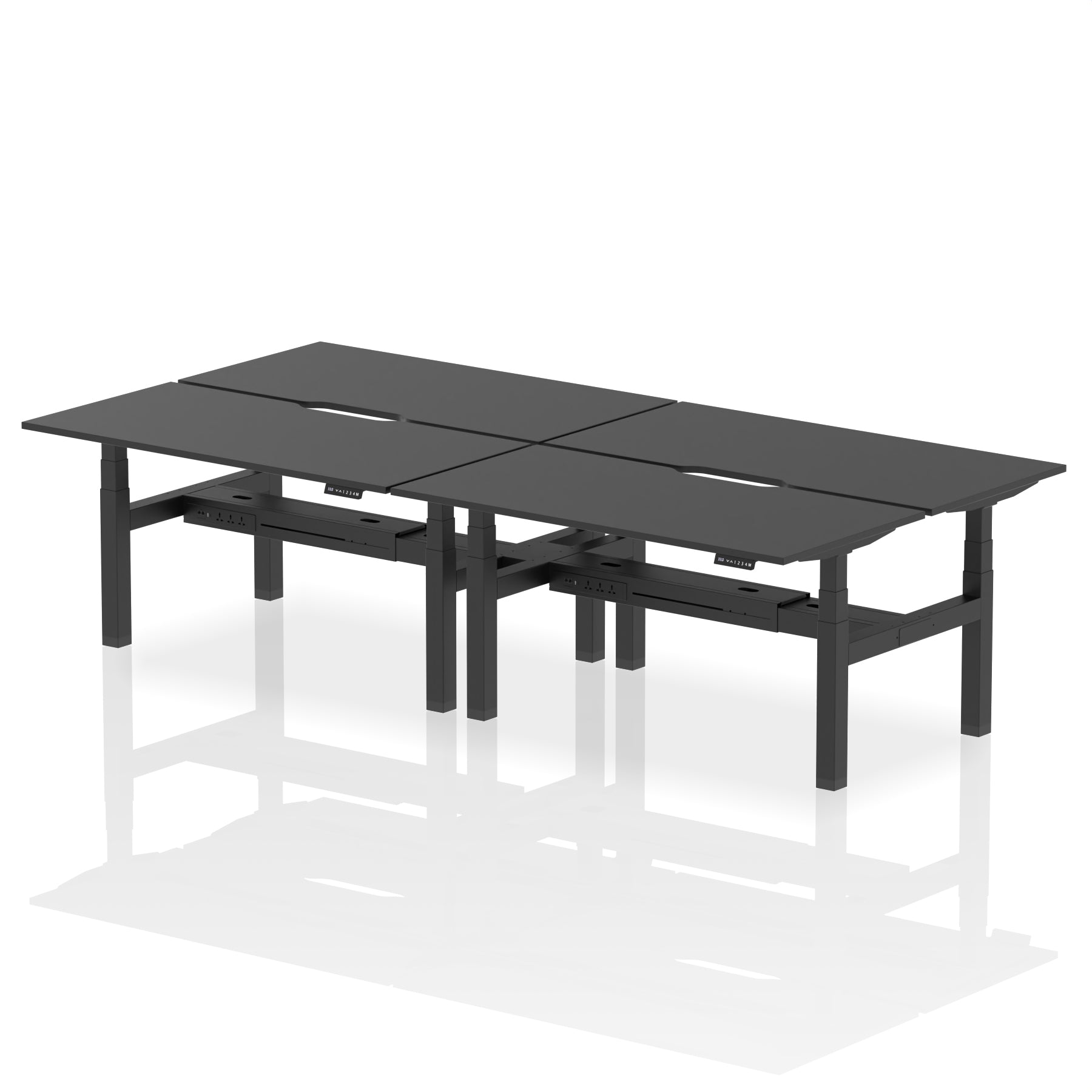 Air Back-to-Back Scalloped Edge Height Adjustable Bench Desk - 4 Person - Ergometric