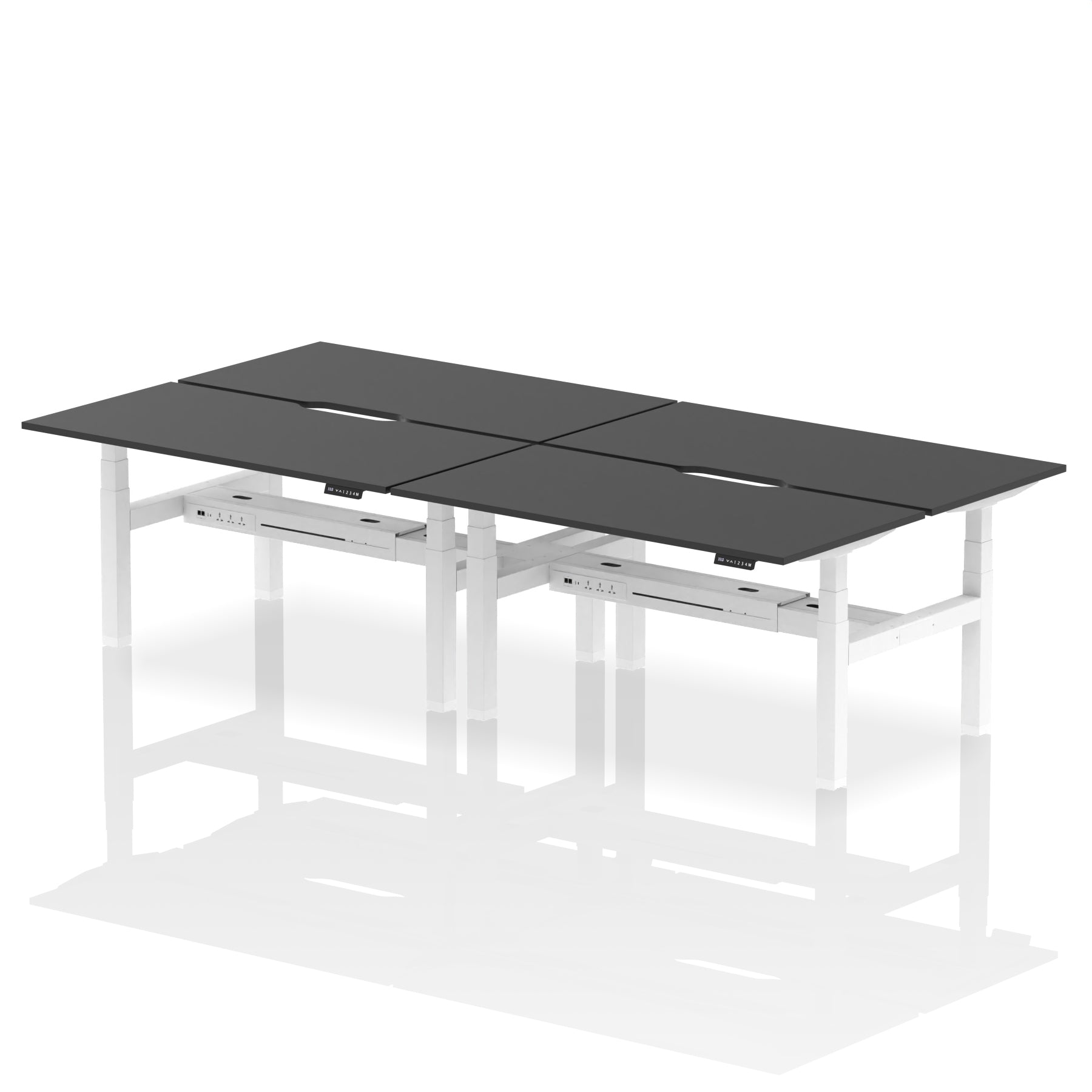 Air Back-to-Back Scalloped Edge Height Adjustable Bench Desk - 4 Person - Ergometric