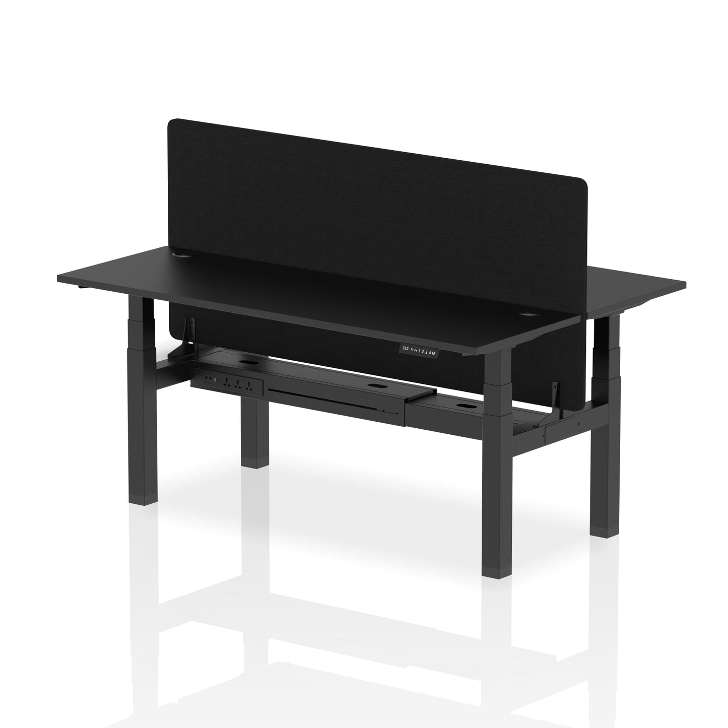 Air Back-to-Back Slimline Height Adjustable Bench Desk - 2 Person with Black Straight Screen - Ergometric