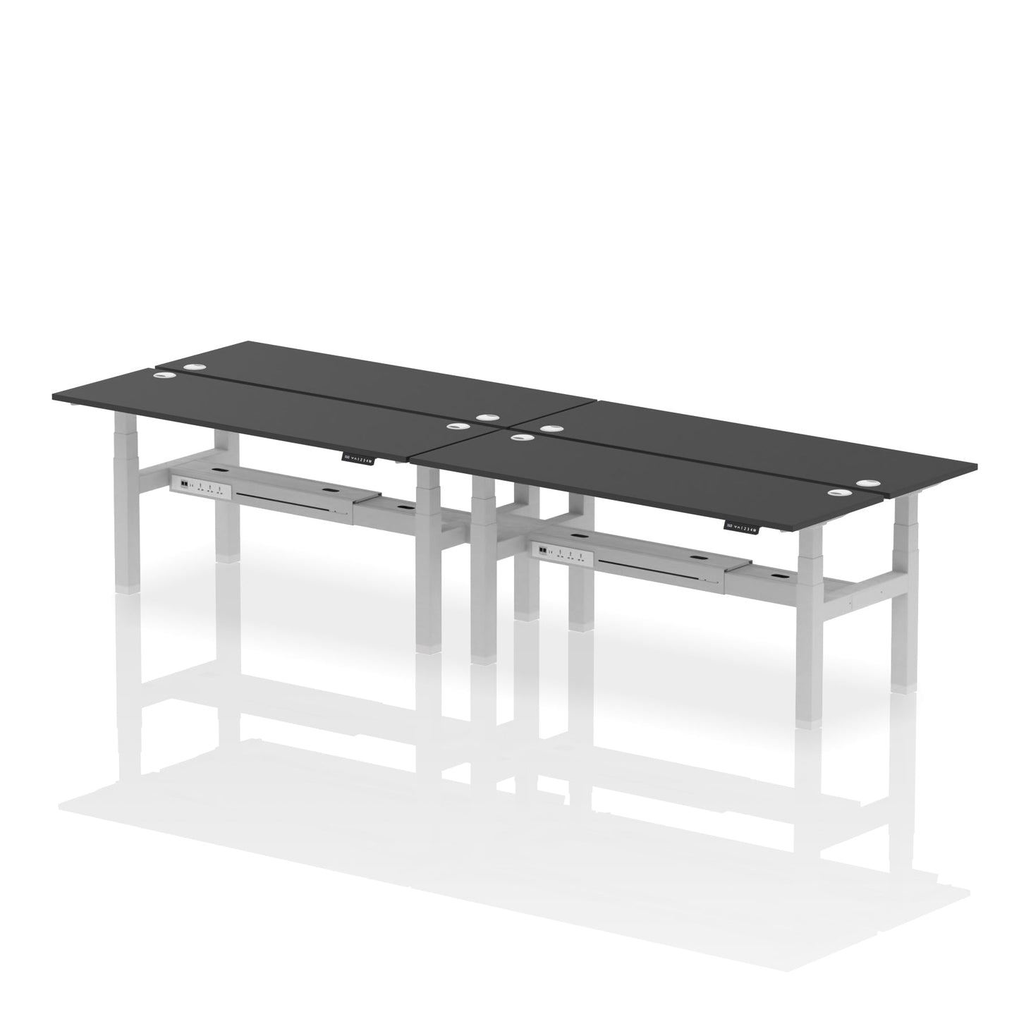 Air Back-to-Back Slimline Height Adjustable Bench Desk - 4 Person - Ergometric