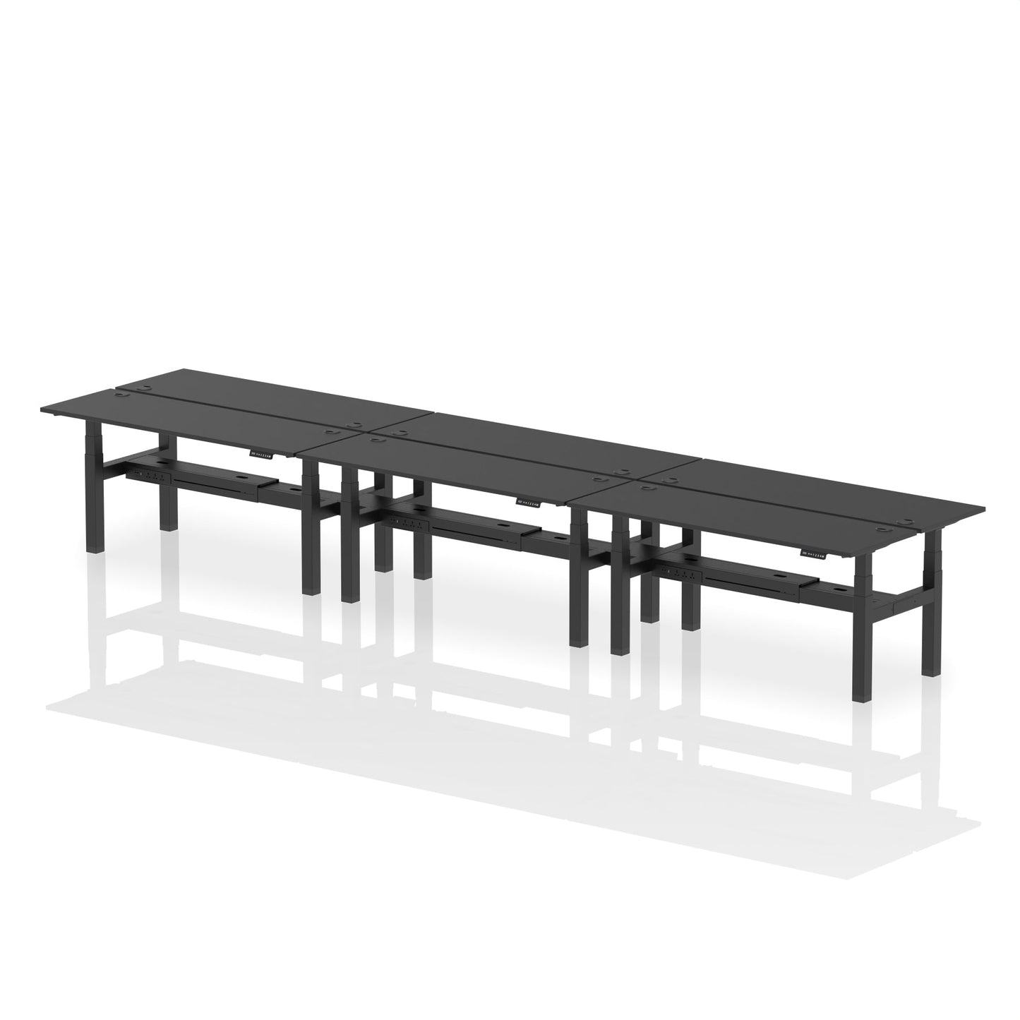 Air Back-to-Back Slimline Height Adjustable Bench Desk - 6 Person - Ergometric