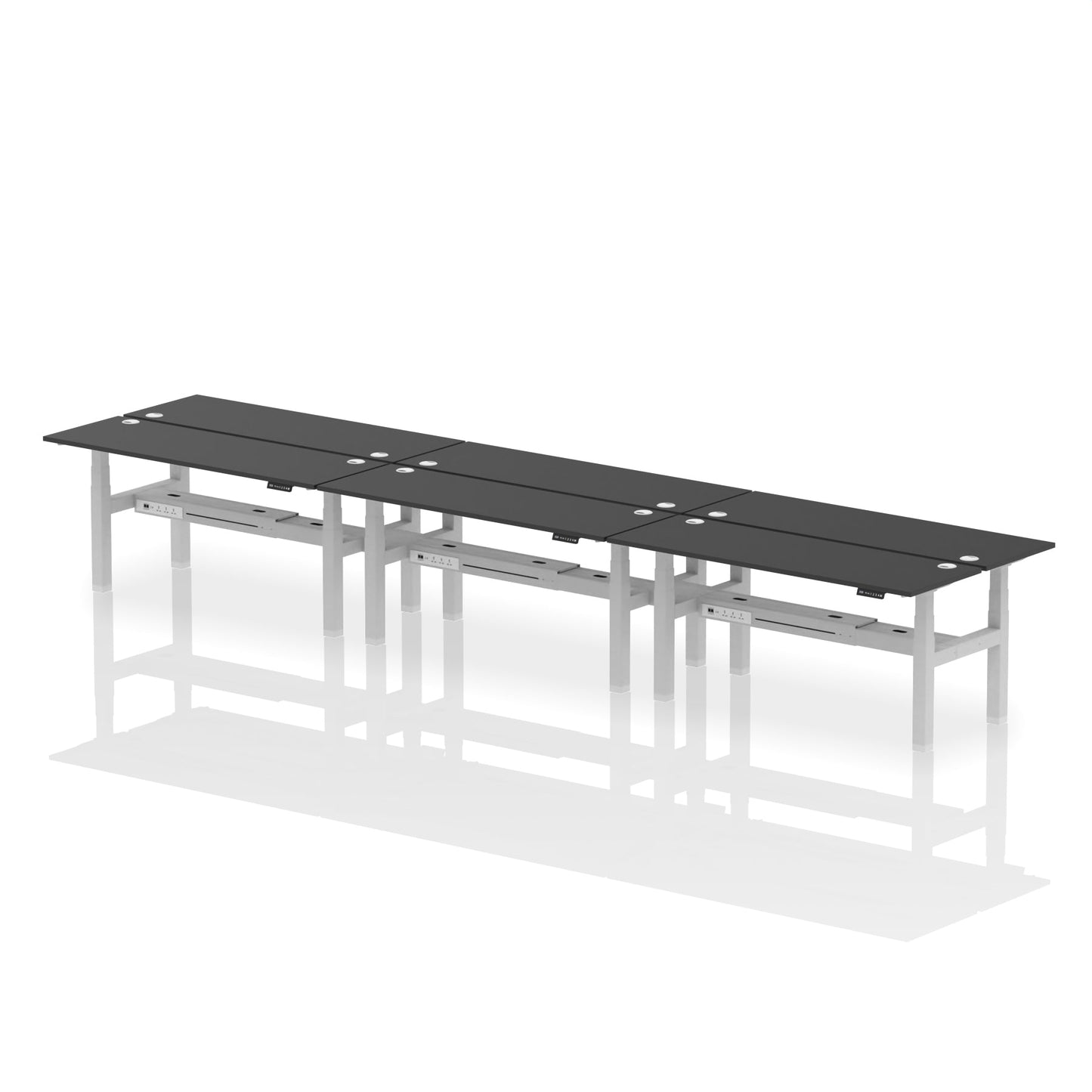 Air Back-to-Back Slimline Height Adjustable Bench Desk - 6 Person - Ergometric