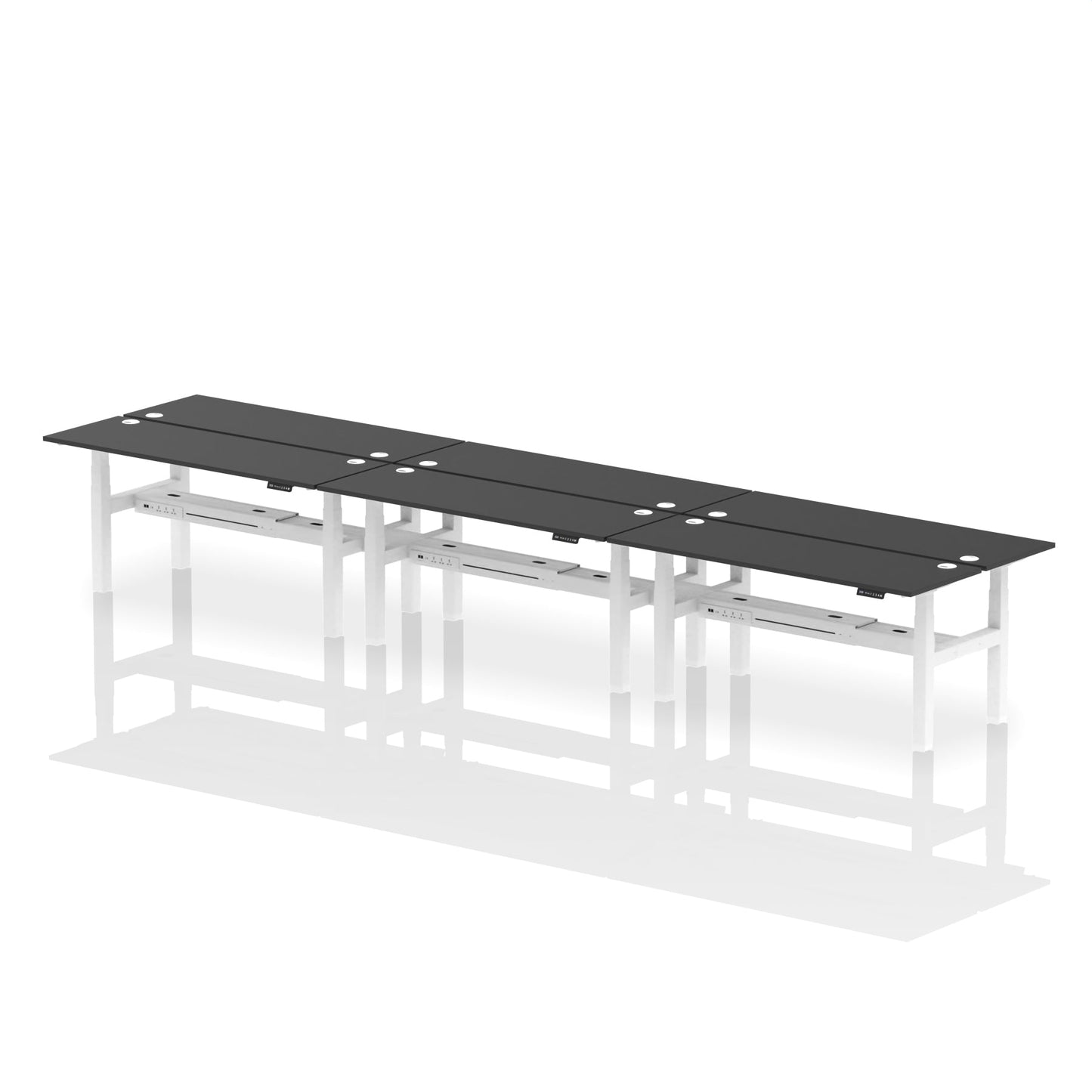 Air Back-to-Back Slimline Height Adjustable Bench Desk - 6 Person - Ergometric