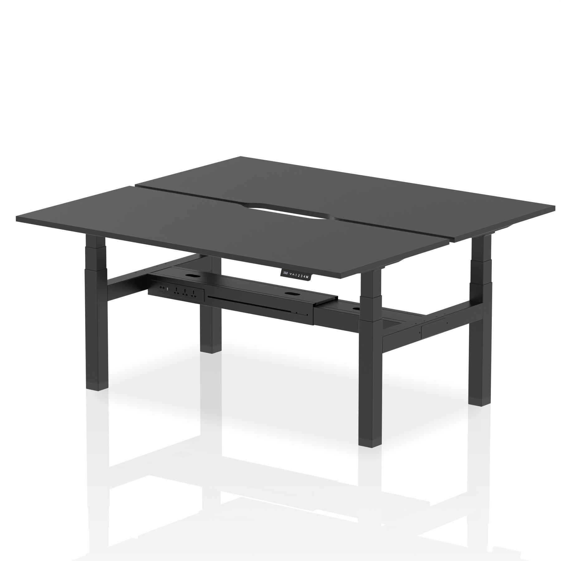 Air Back-to-Back Scalloped Edge Height Adjustable Bench Desk - 2 Person - Ergometric