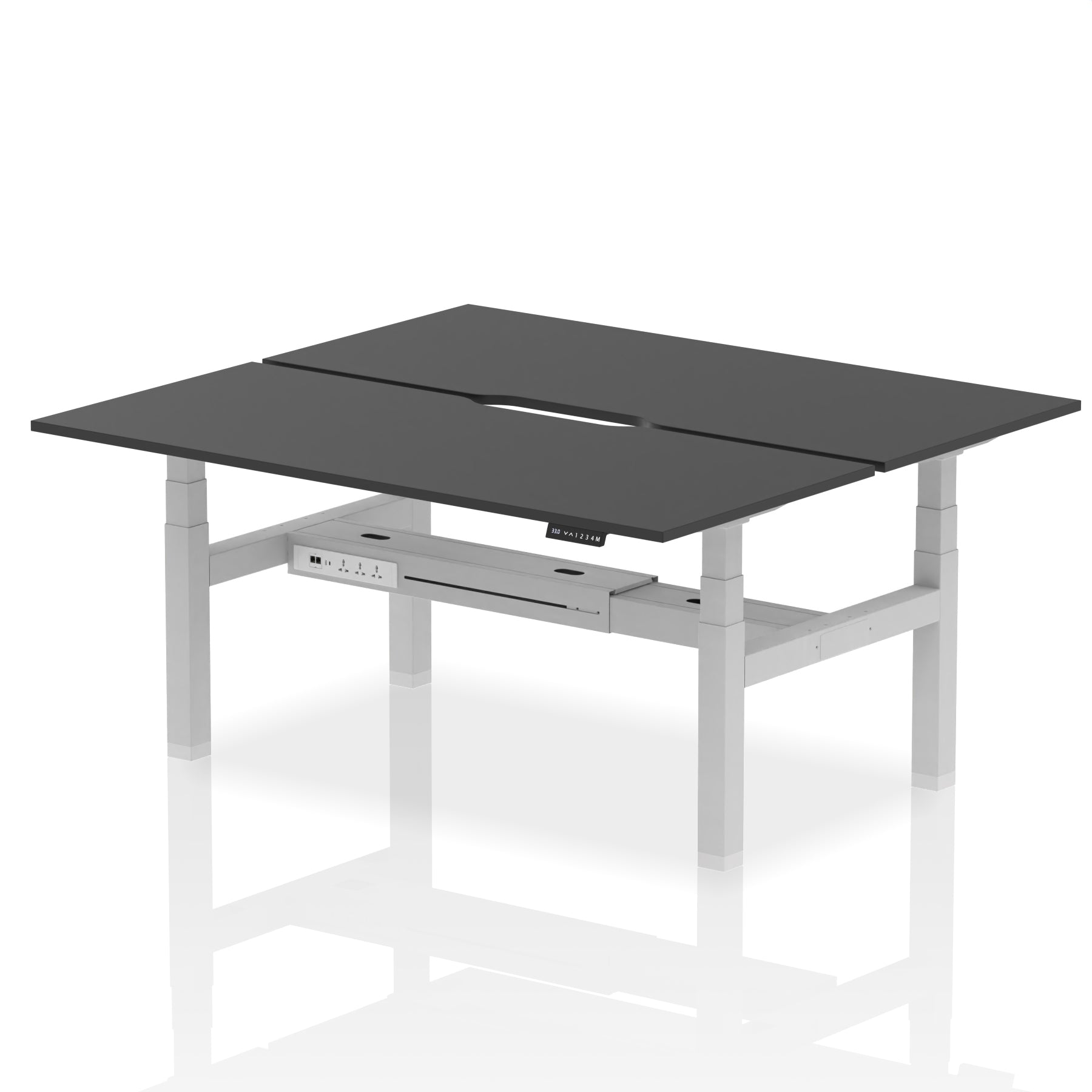 Air Back-to-Back Scalloped Edge Height Adjustable Bench Desk - 2 Person - Ergometric
