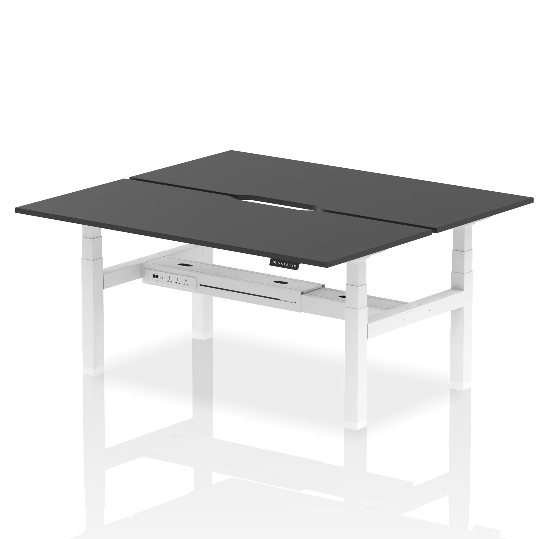 Air Back-to-Back Scalloped Edge Height Adjustable Bench Desk - 2 Person - Ergometric