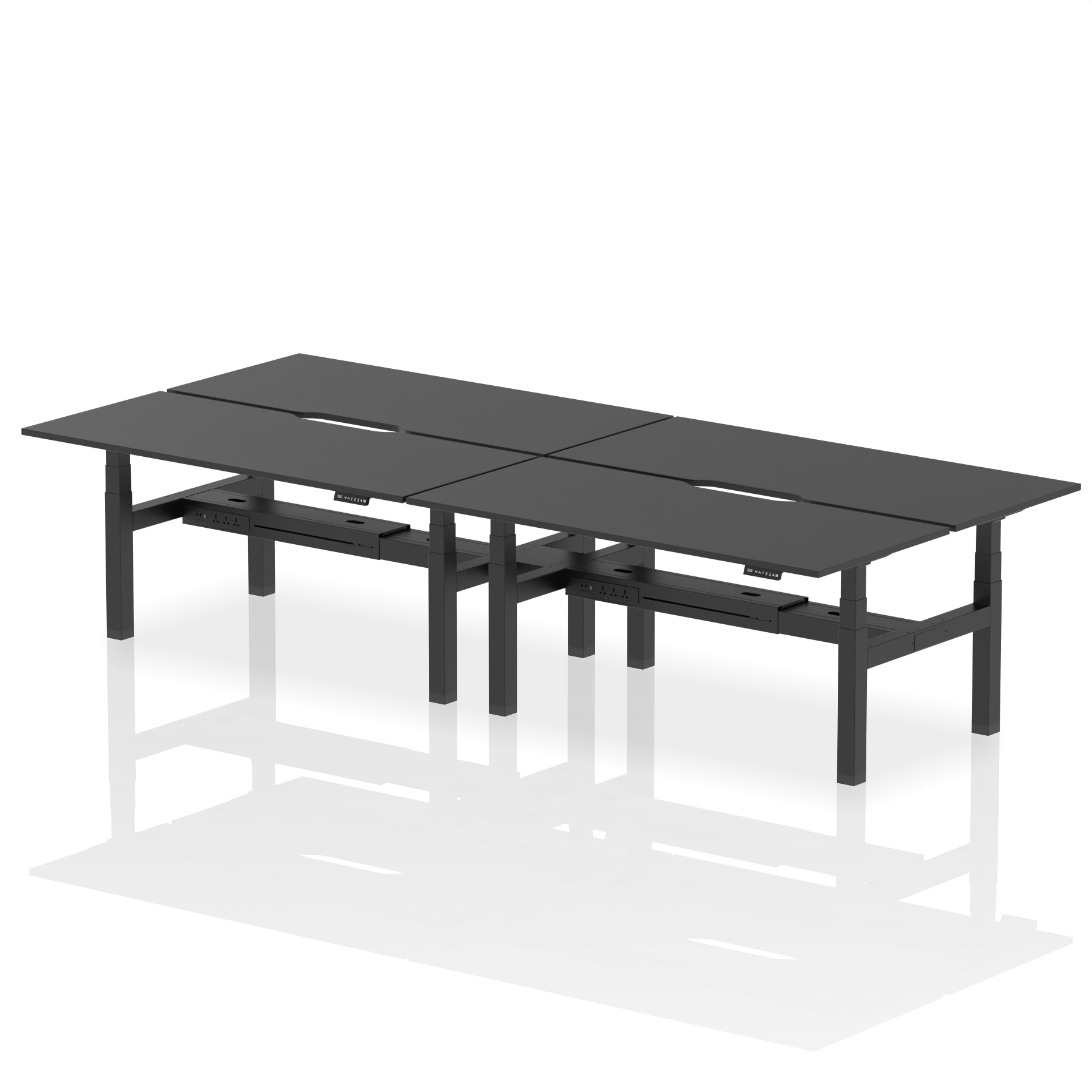 Air Back-to-Back Scalloped Edge Height Adjustable Bench Desk - 4 Person - Ergometric