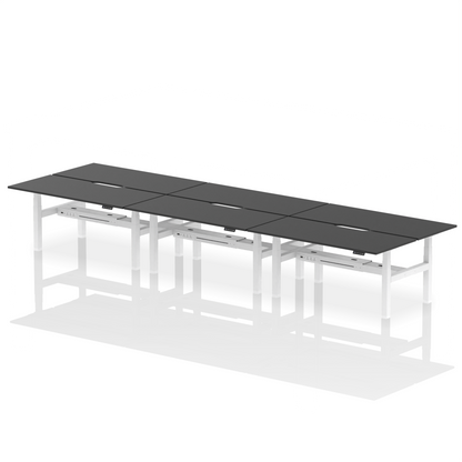 Air Back-to-Back Scalloped Edge Height Adjustable Bench Desk - 6 Person - Ergometric