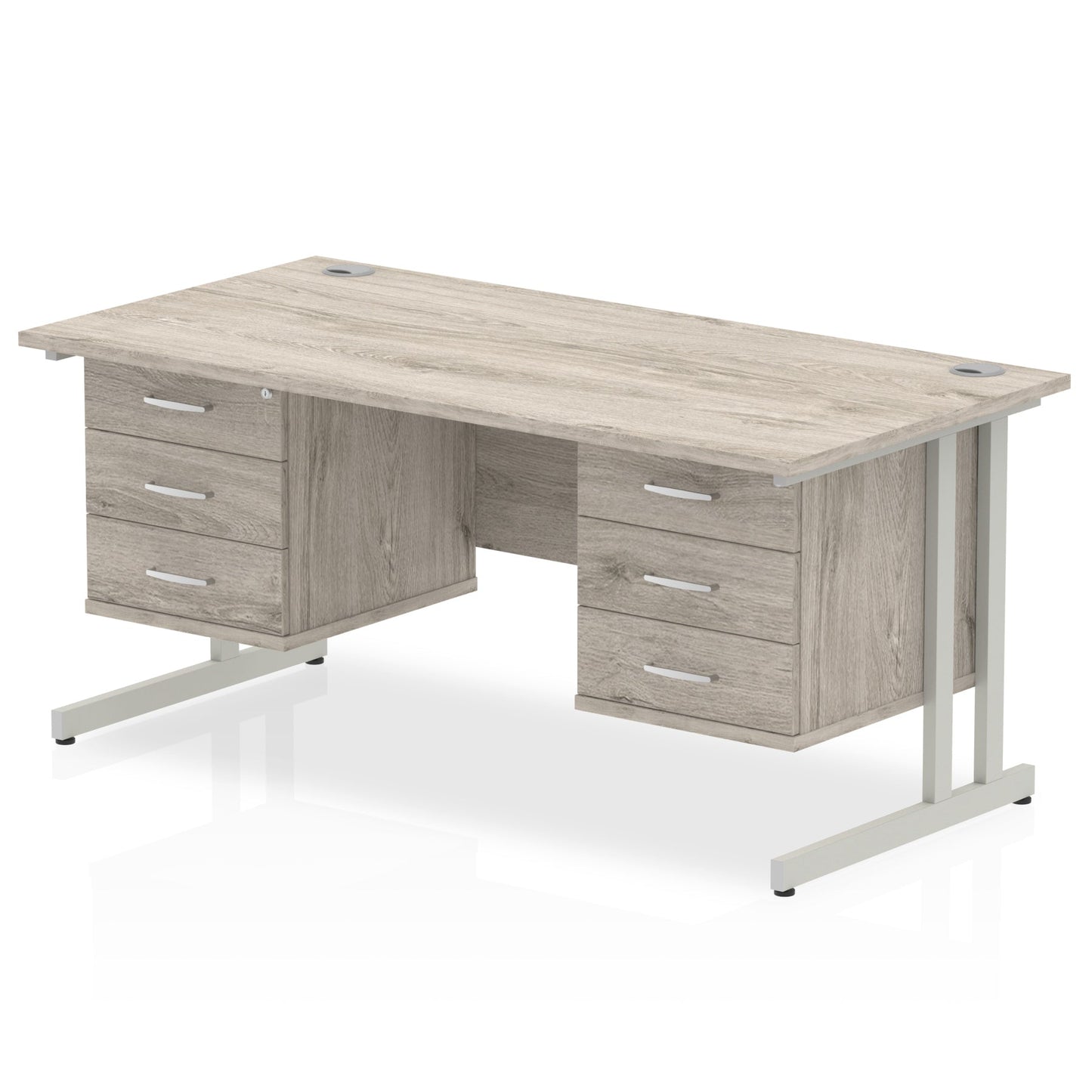 Impulse 1600mm Cantilever Straight Desk With Two Fixed Pedestal - Ergometric