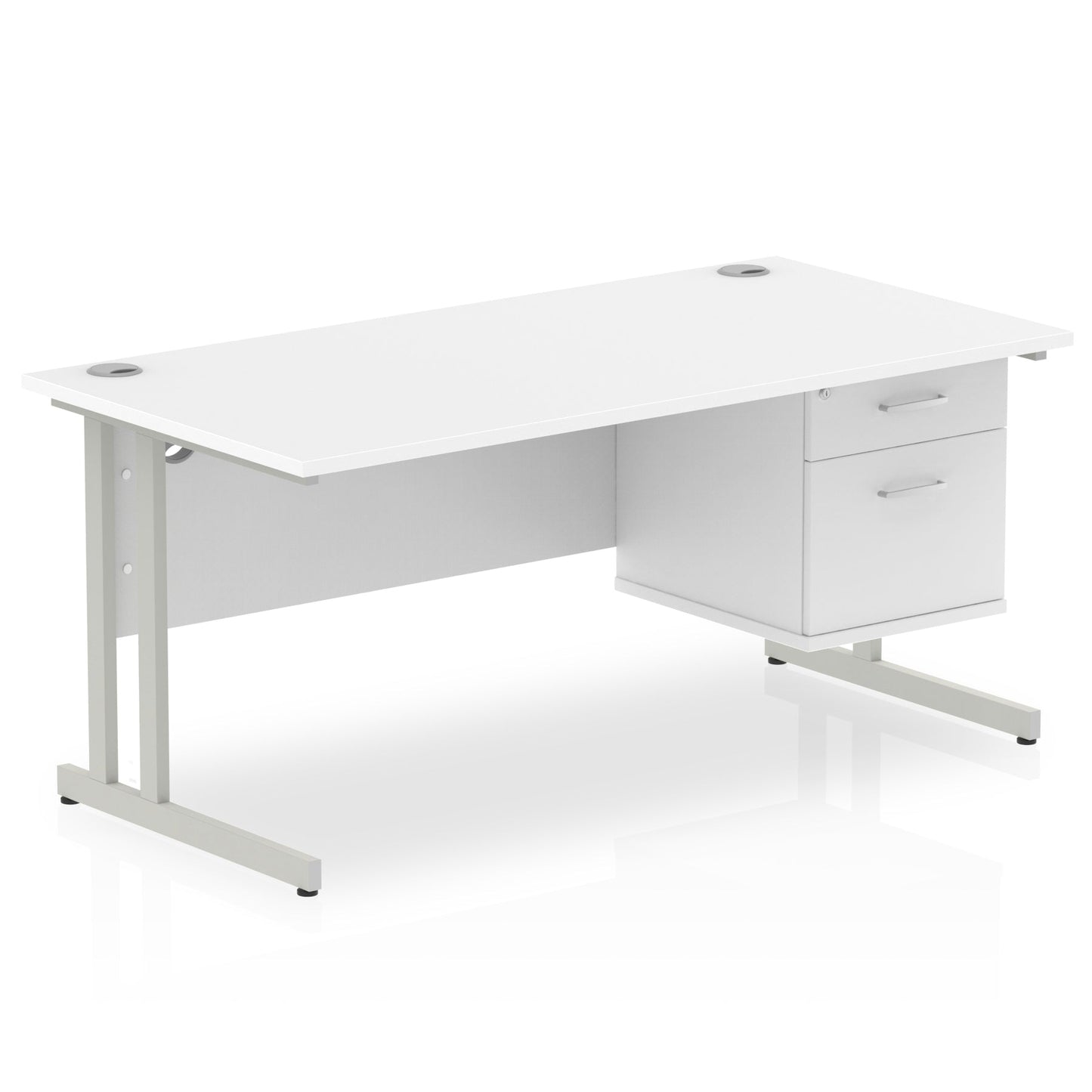 Impulse 1600mm Cantilever Straight Desk With Single Fixed Pedestal - Ergometric