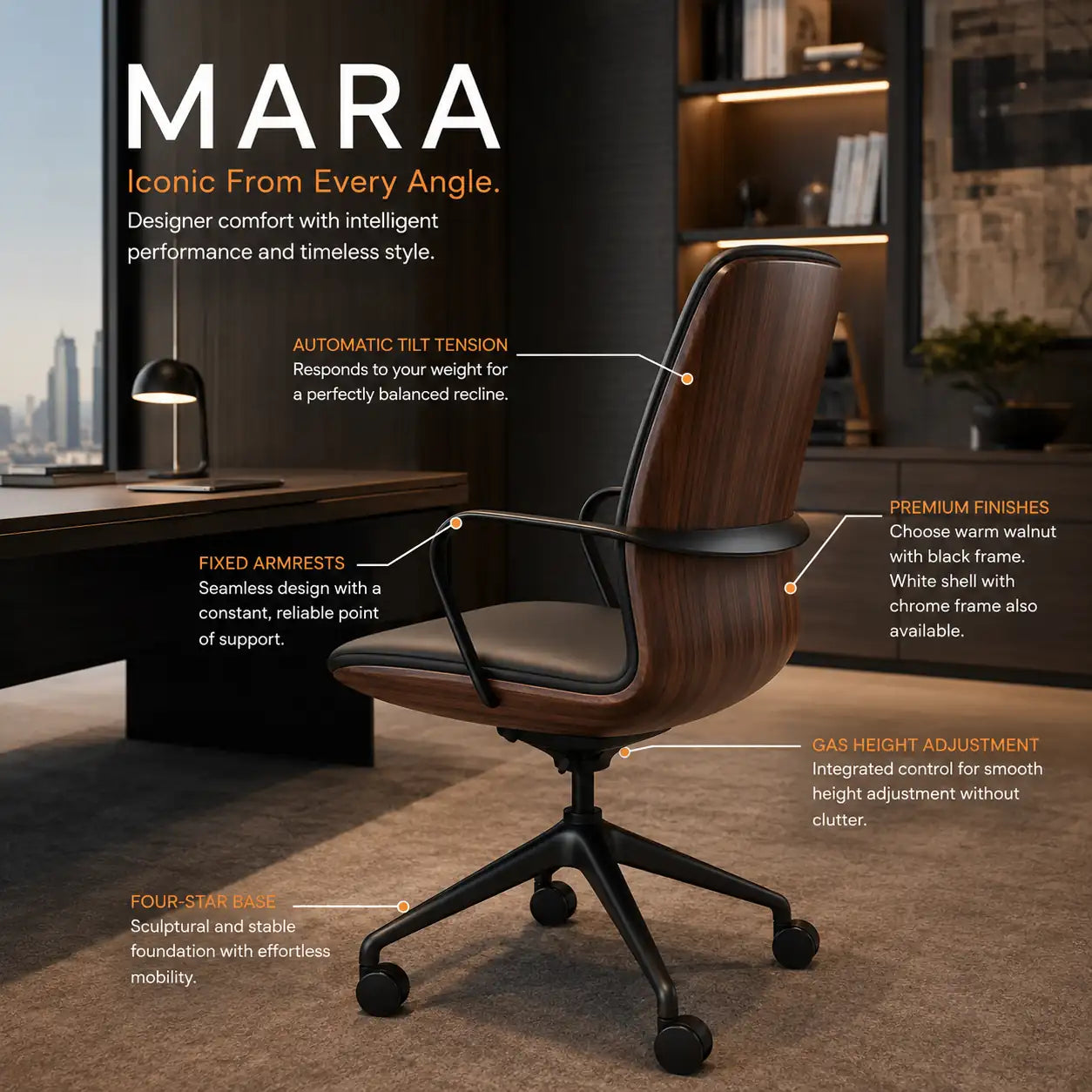 Mara Black PU Executive Office Chair