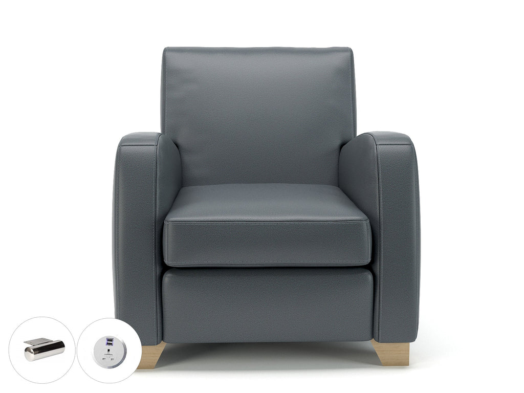 Wynne 81cm Wide Armchair in Cristina Marrone Ultima Faux Leather - Ergometric