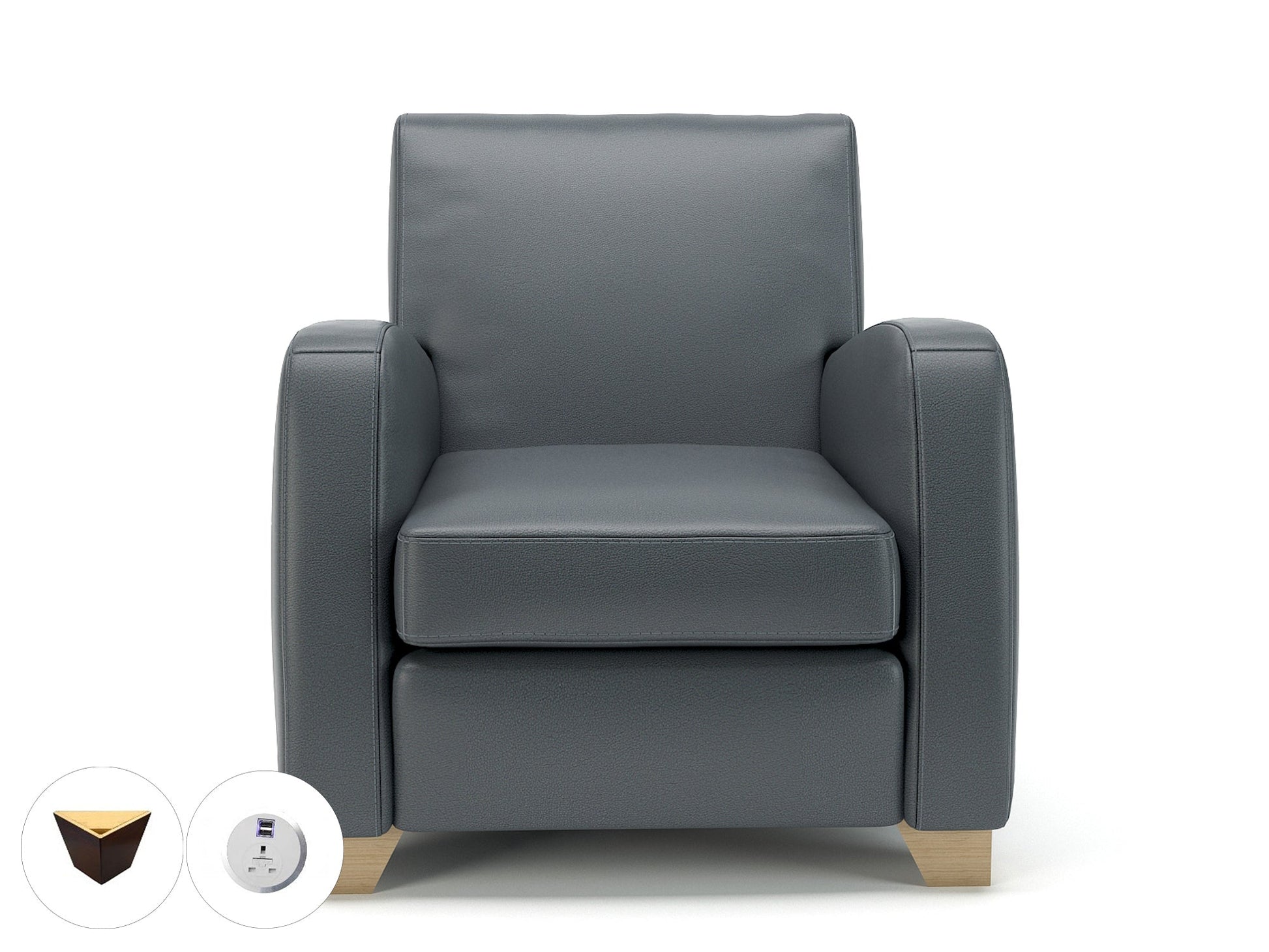Wynne 81cm Wide Armchair in Cristina Marrone Ultima Faux Leather - Ergometric