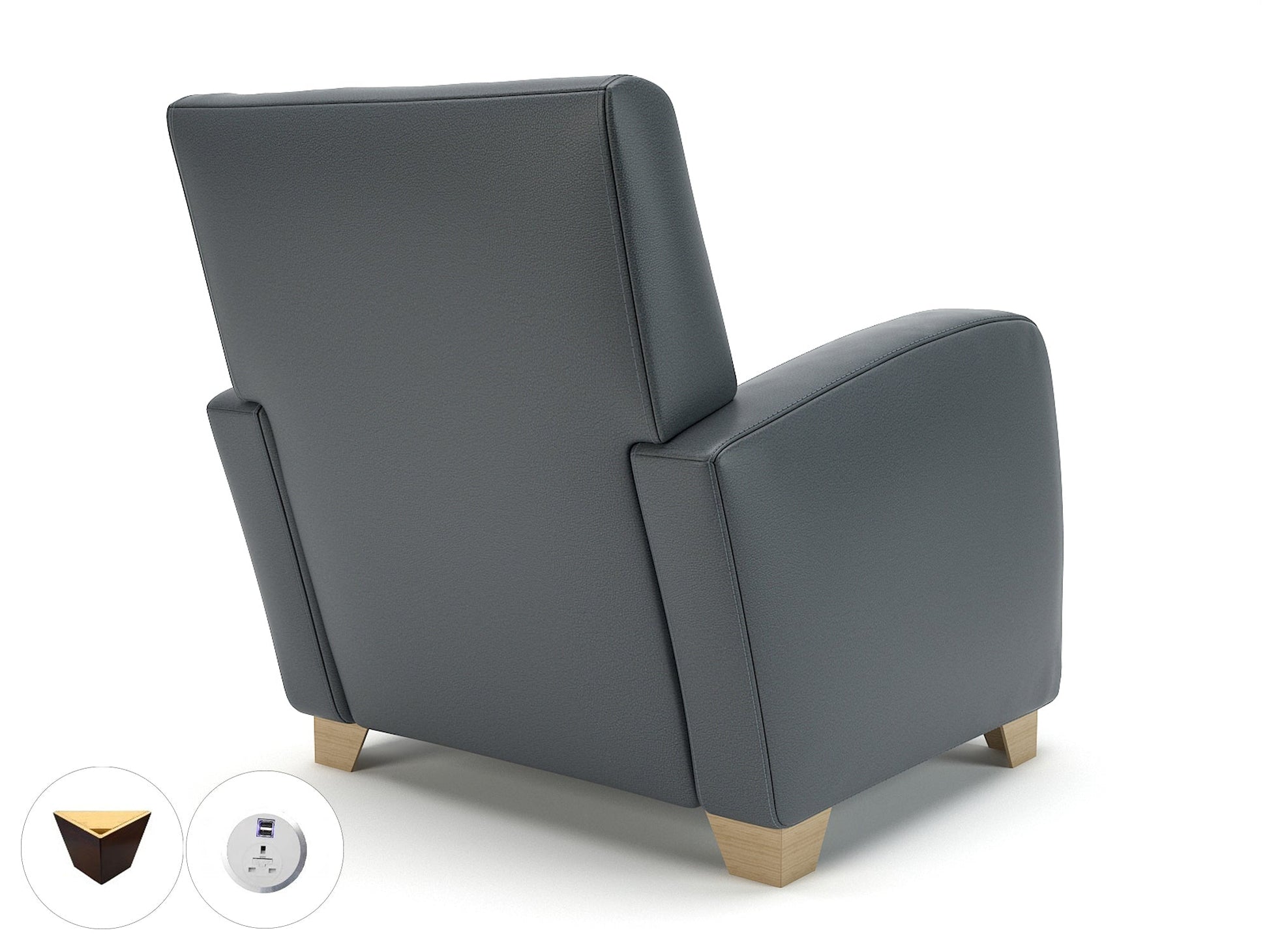 Wynne 81cm Wide Armchair in Cristina Marrone Ultima Faux Leather - Ergometric
