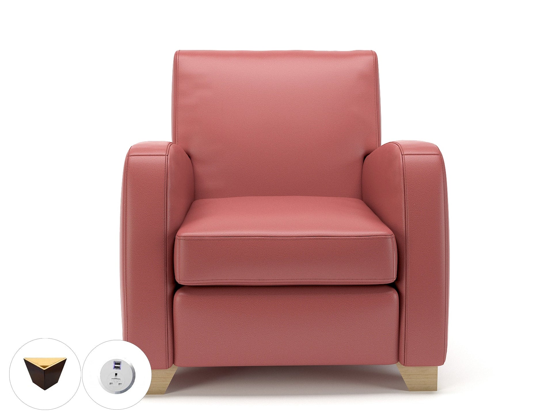 Wynne 81cm Wide Armchair in Cristina Marrone Ultima Faux Leather - Ergometric