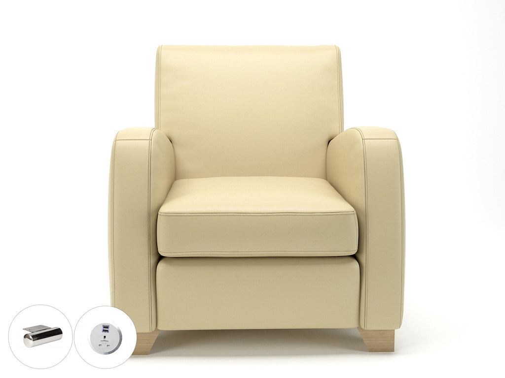 Wynne 81cm Wide Armchair in Cristina Marrone Ultima Faux Leather - Ergometric