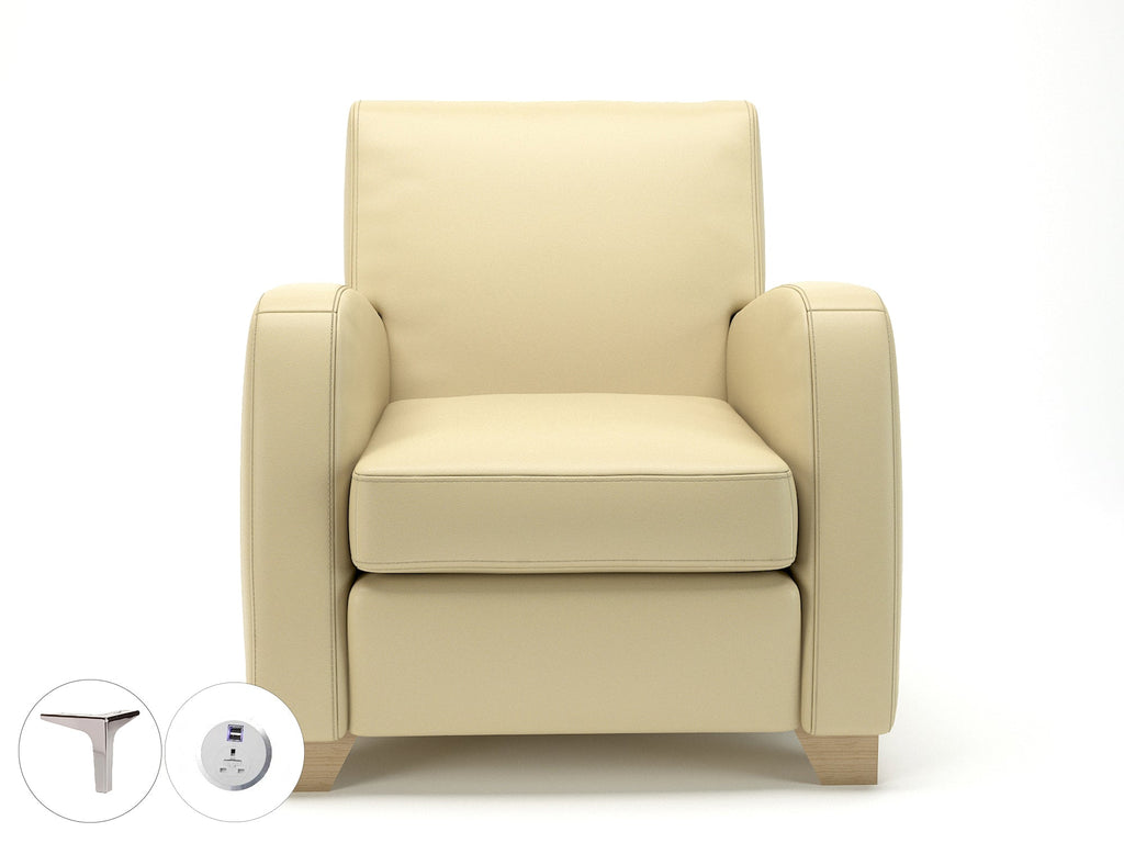 Wynne 81cm Wide Armchair in Cristina Marrone Ultima Faux Leather - Ergometric