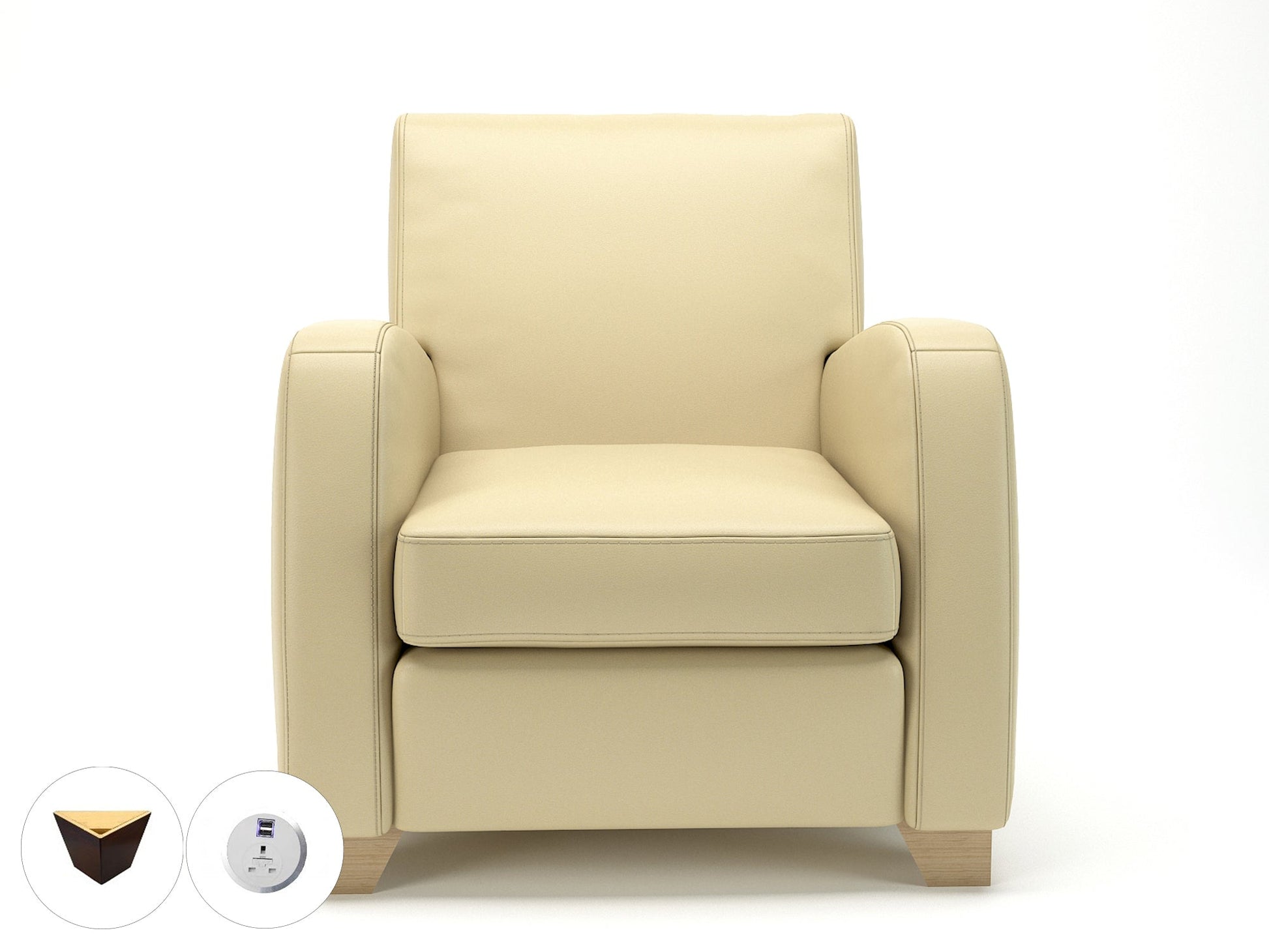 Wynne 81cm Wide Armchair in Cristina Marrone Ultima Faux Leather - Ergometric