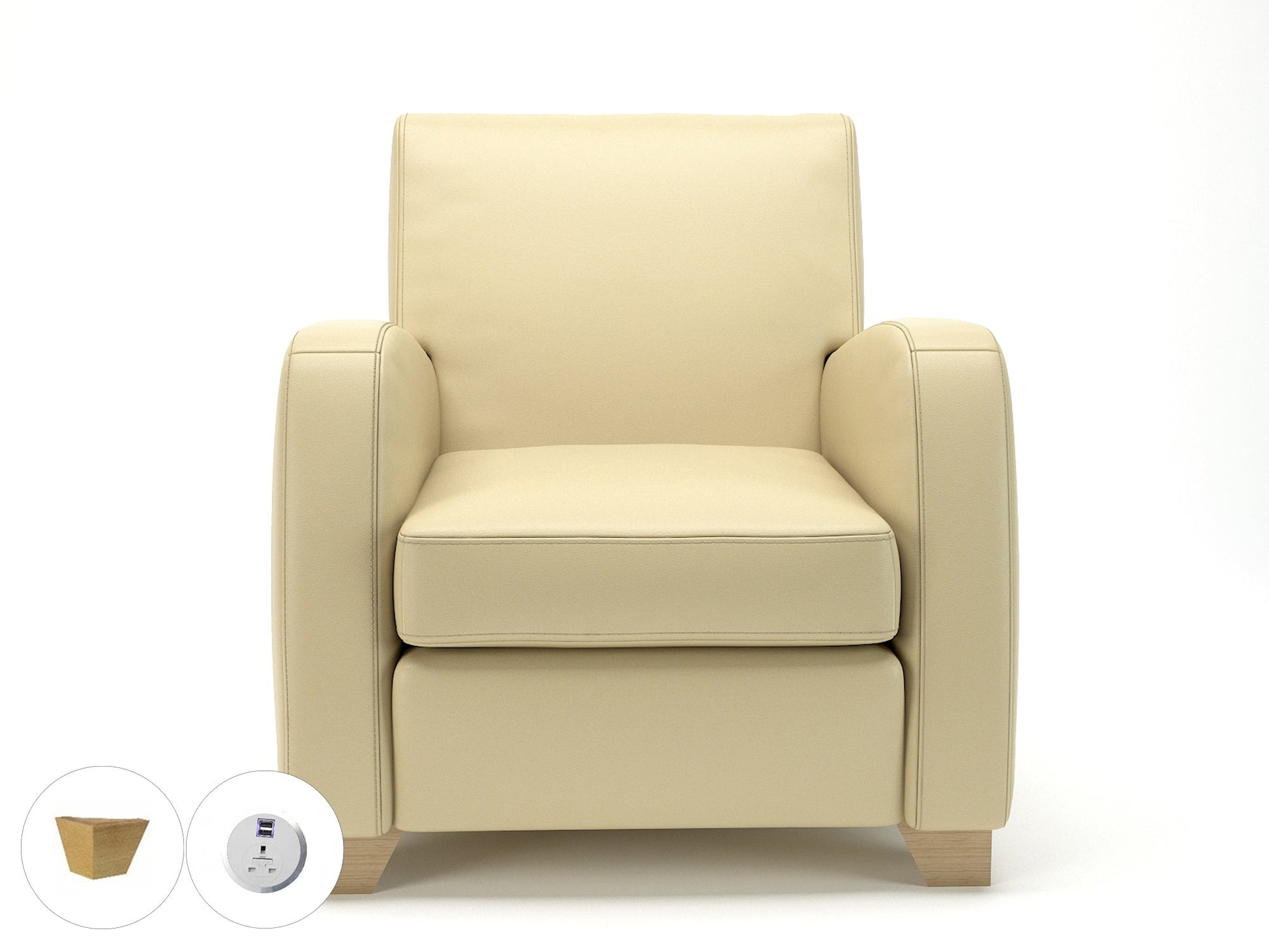 Wynne 81cm Wide Armchair in Cristina Marrone Ultima Faux Leather - Ergometric
