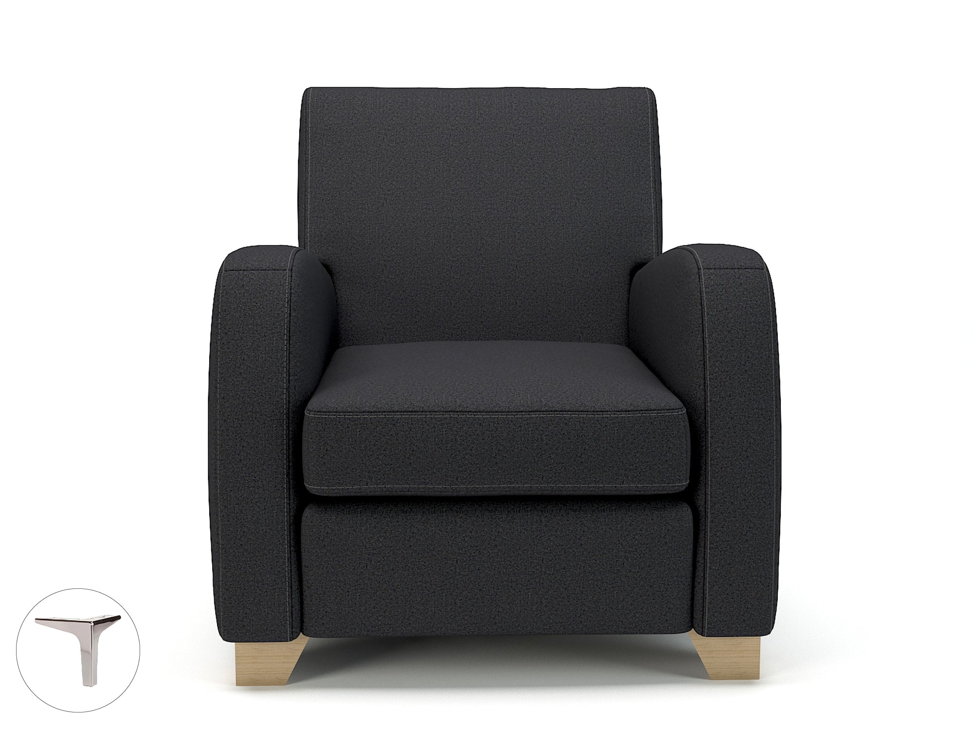 Wynne 81cm Wide Armchair in Warwick Dolly Fabric - Ergometric - Ebony