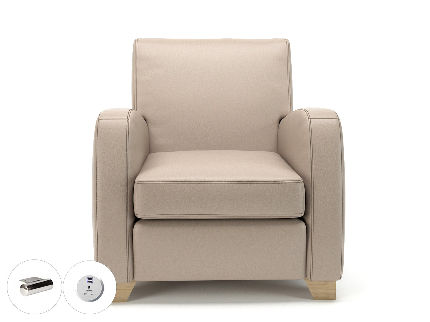 Wynne 81cm Wide Armchair in Cristina Marrone Ultima Faux Leather - Ergometric