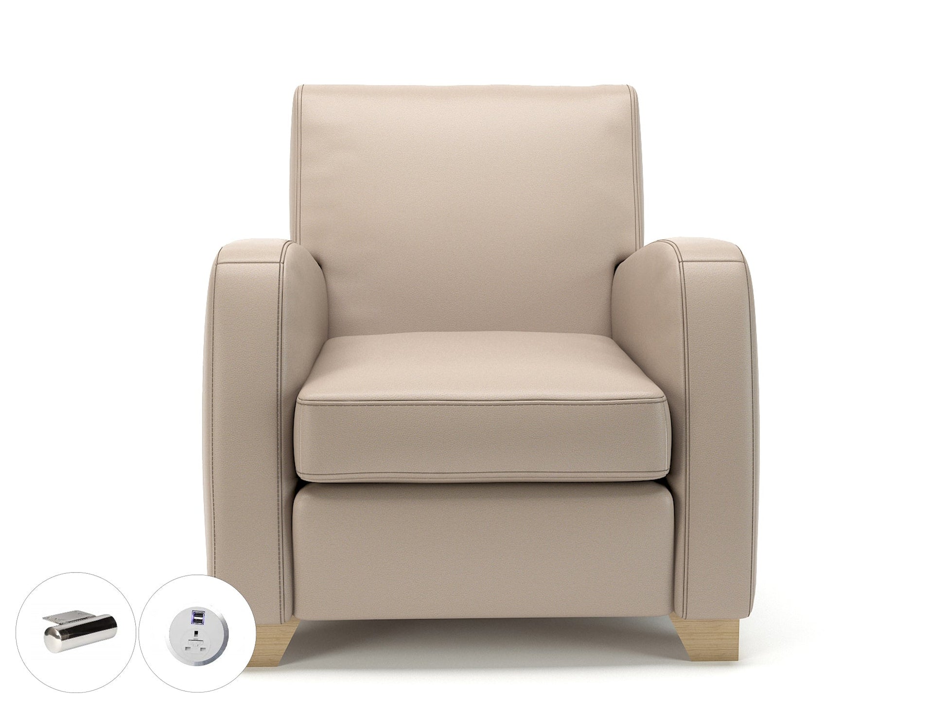 Wynne 81cm Wide Armchair in Cristina Marrone Ultima Faux Leather - Ergometric