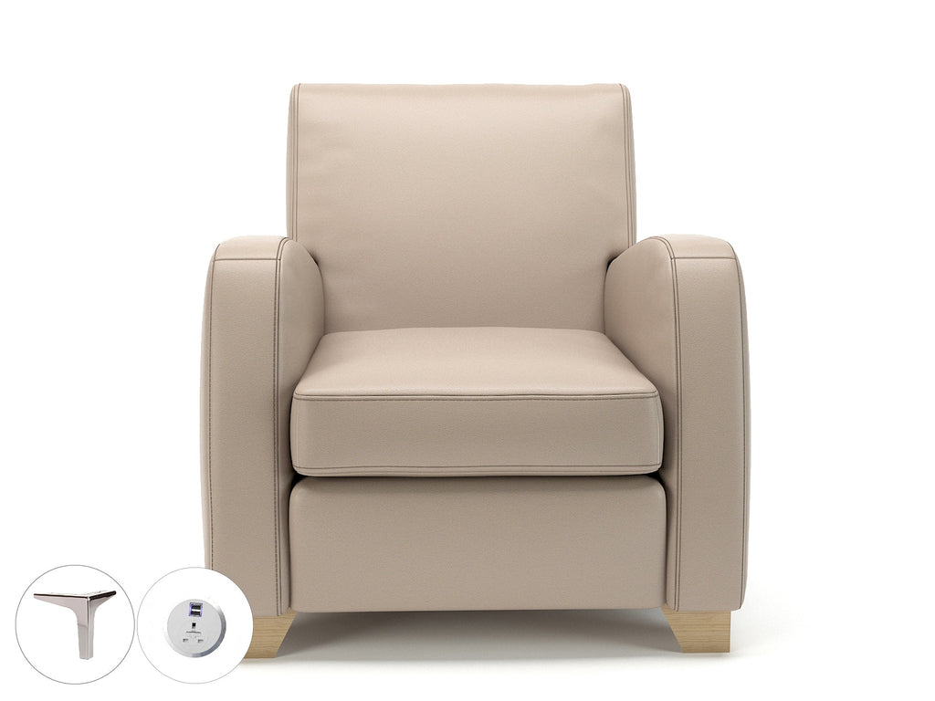 Wynne 81cm Wide Armchair in Cristina Marrone Ultima Faux Leather - Ergometric