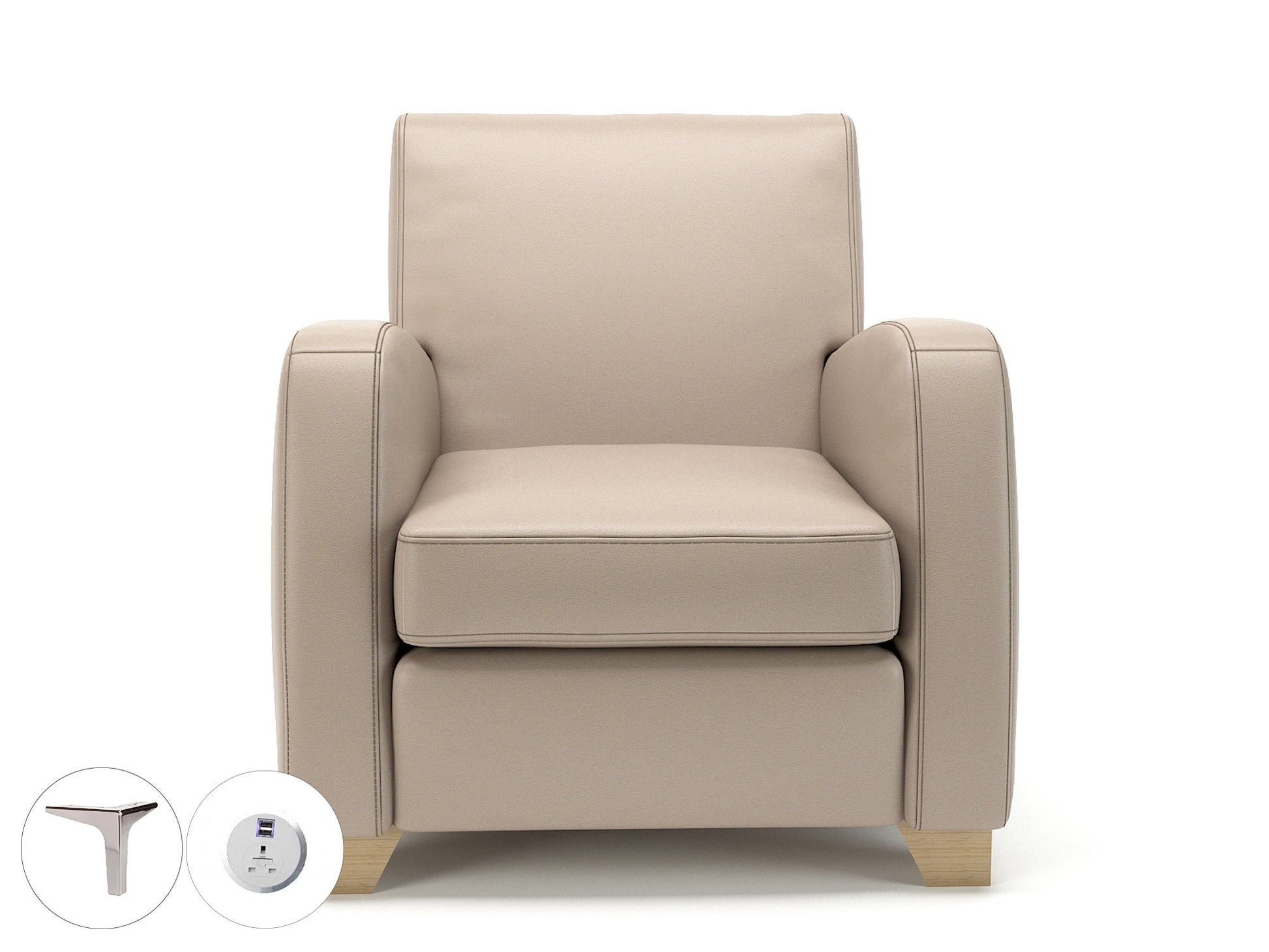Wynne 81cm Wide Armchair in Cristina Marrone Ultima Faux Leather - Ergometric