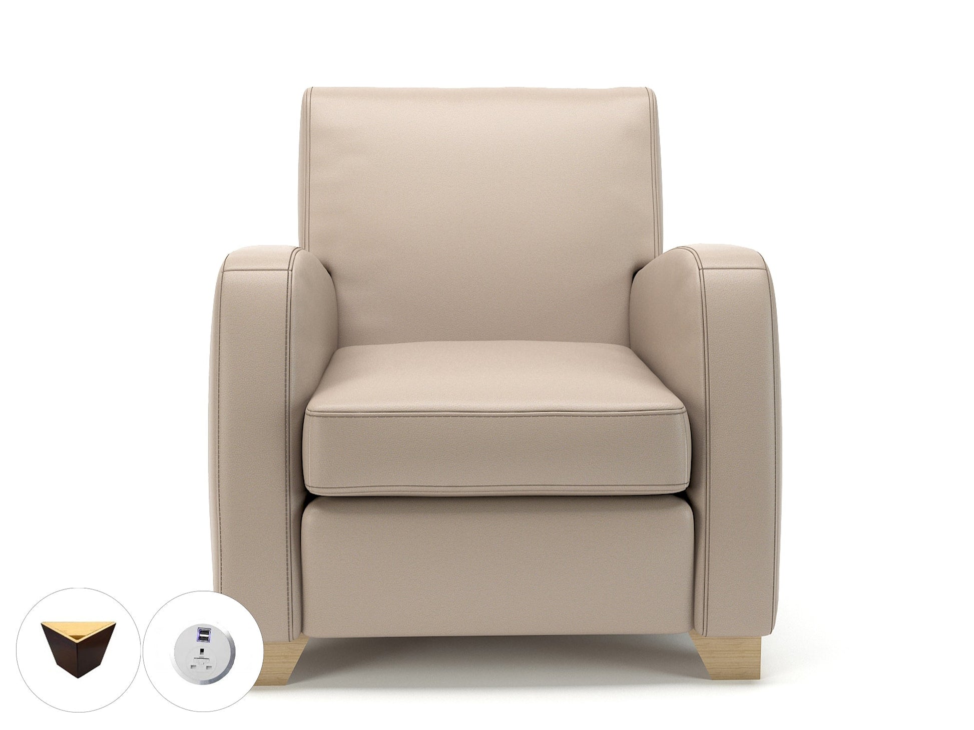 Wynne 81cm Wide Armchair in Cristina Marrone Ultima Faux Leather - Ergometric